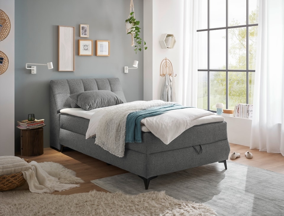 Boxbett Atlantis 120×200 cm in Dark Grey von ED Exciting Design mit Bettkasten