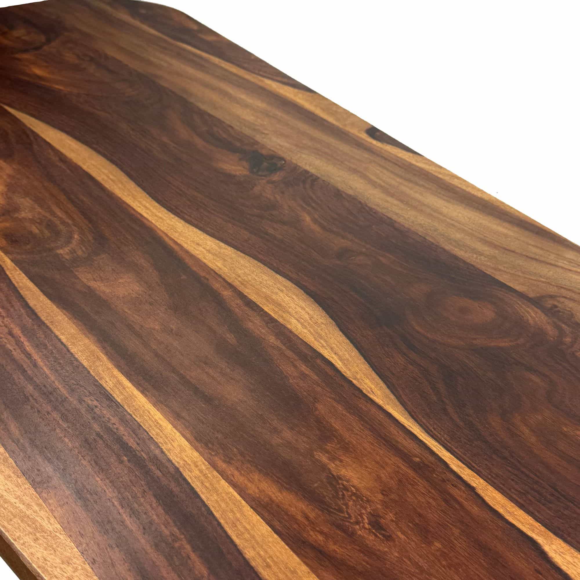 Couchtisch Sheesham Massivholz oval 120cm · Handgefertigter Wohnzimmertisch im modernen Design mit abgerundeter Form · Flacher Sofatisch aus Echtholz