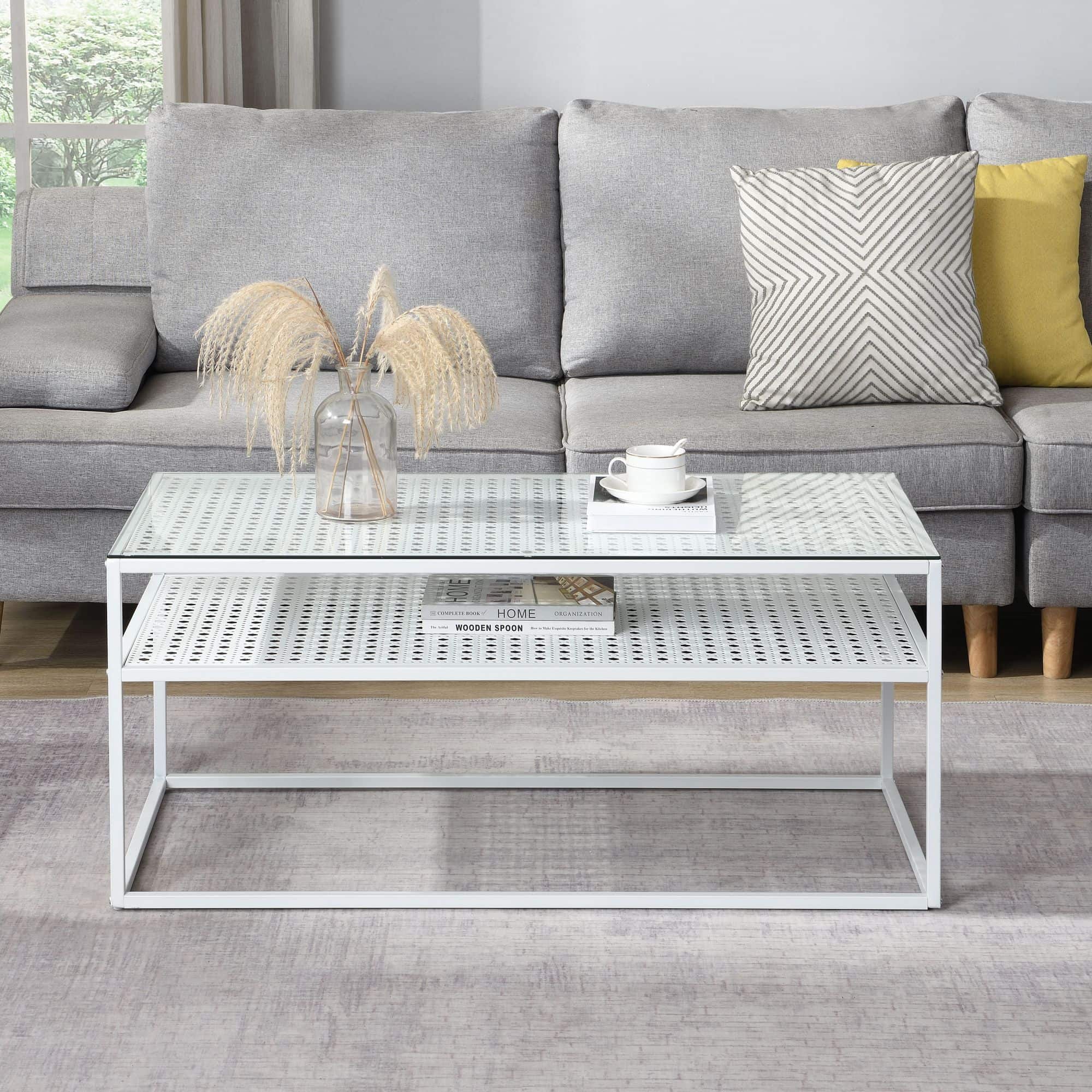 Couchtisch Glas Rechteckig 100 cm Weiß Couchtisch Glas Rechteckig 100 cm Weiß