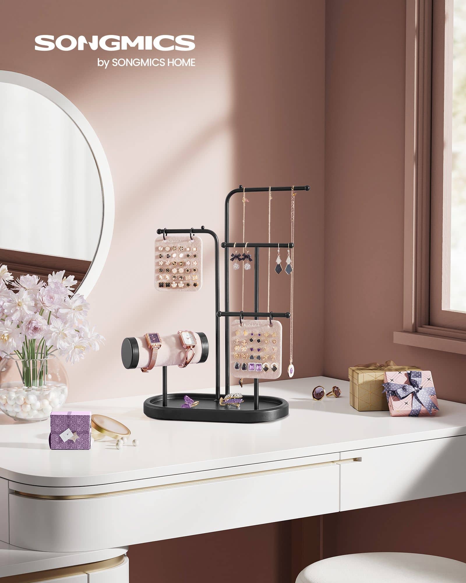 Schmuckständer mit 4 Hängestangen aus Metall tintenschwarz Schmuckständer mit 4 Hängestangen aus Metall tintenschwarz