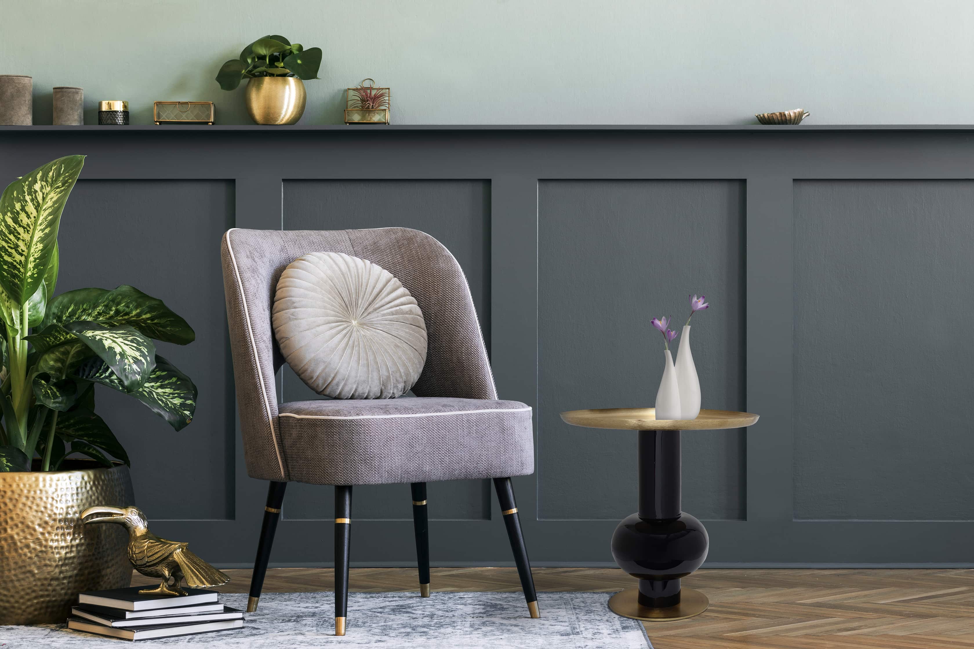 Beistelltisch Art Deco 2225 Taupe / Gold