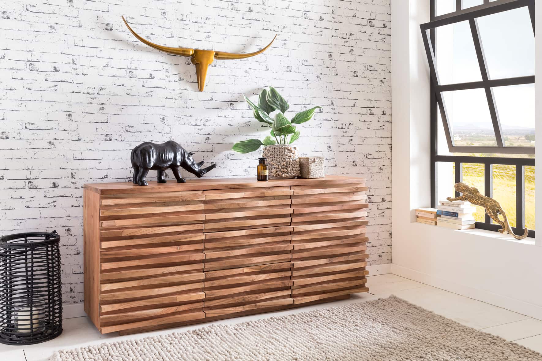 44753-WOHNLING-Sideboard-KADA-160-x-75-x-43-cm-Ma_1znexugLRgIZTK Sideboard 160 x 75 x 43 cm Massiv-Holz Akazie Natur Baumkante Anrichte