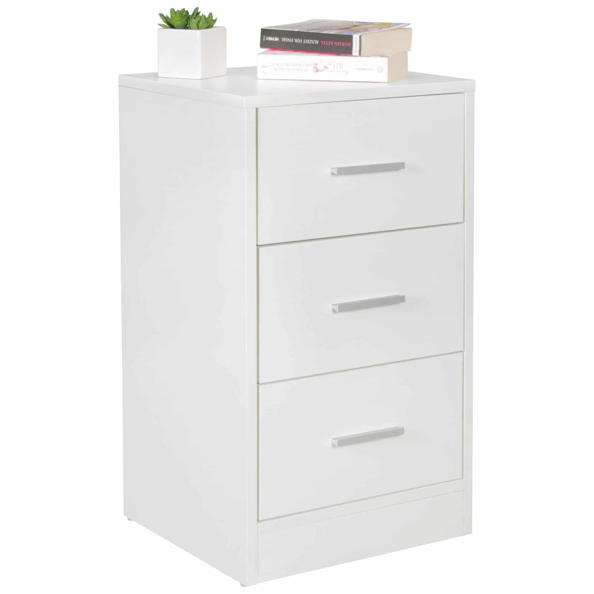 44682-WOHNLING-Nachtkonsole-OLAV-3-Schubladen-extra43l9Z7IDCbwtt Nachtkonsole FOGGIA Holz Nachttisch modern mit 3 Schubladen weiss