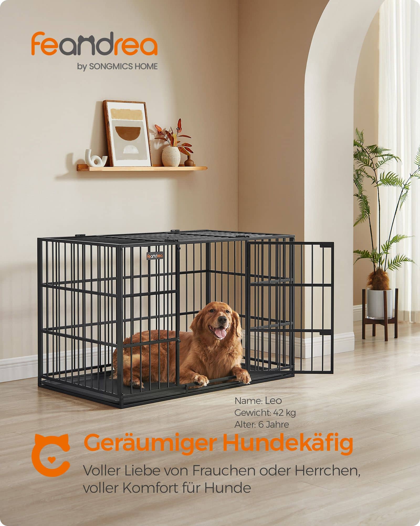 Hundekäfig 122 x 75 x 80 cm mit herausnehmbarer Bodenschale Hundekäfig 122 x 75 x 80 cm mit herausnehmbarer Bodenschale