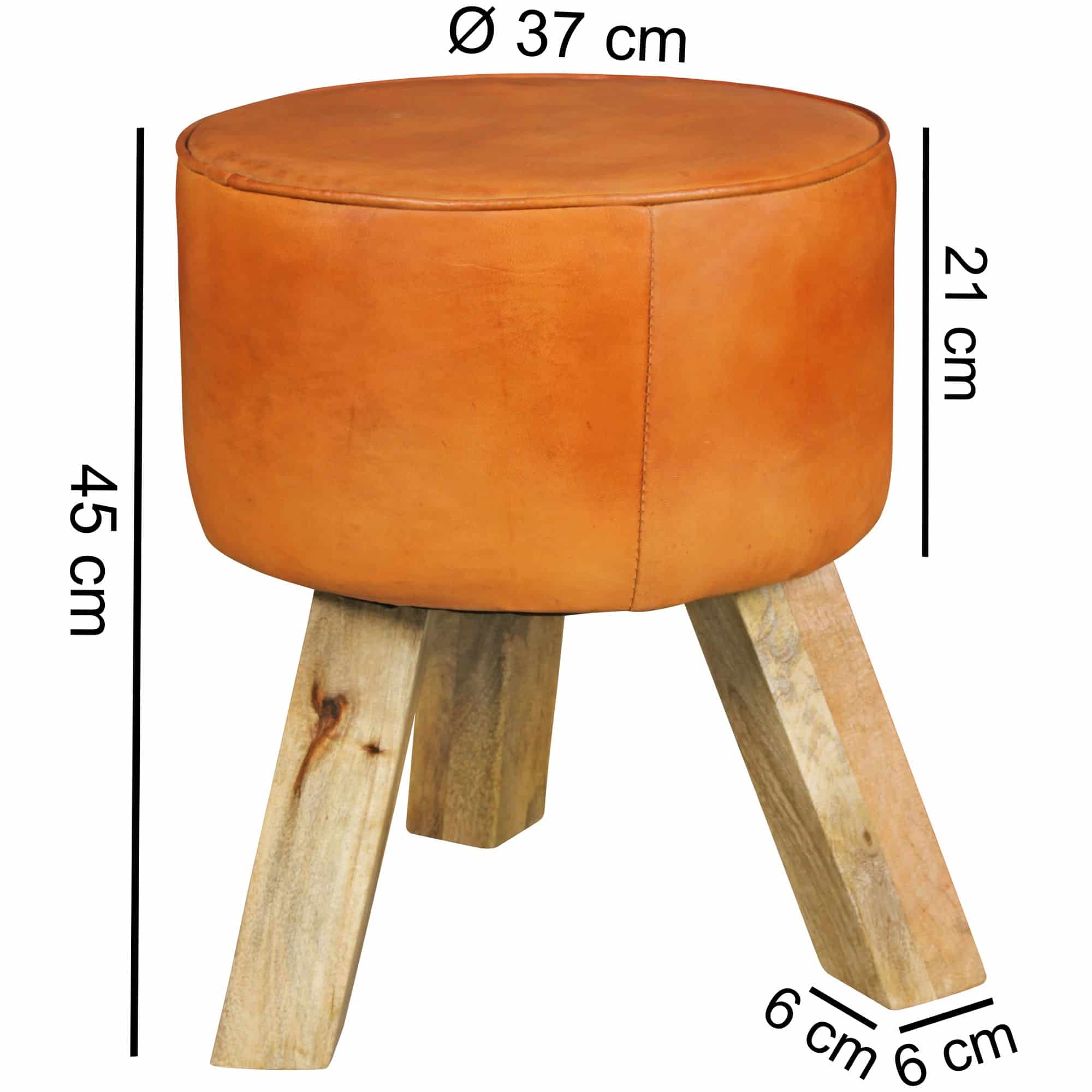 43726-WOHNLING-Sitzhocker-Echtleder-braun-rund-40x4 Gemütlicher Wohnaccessoire: Sitzhocker