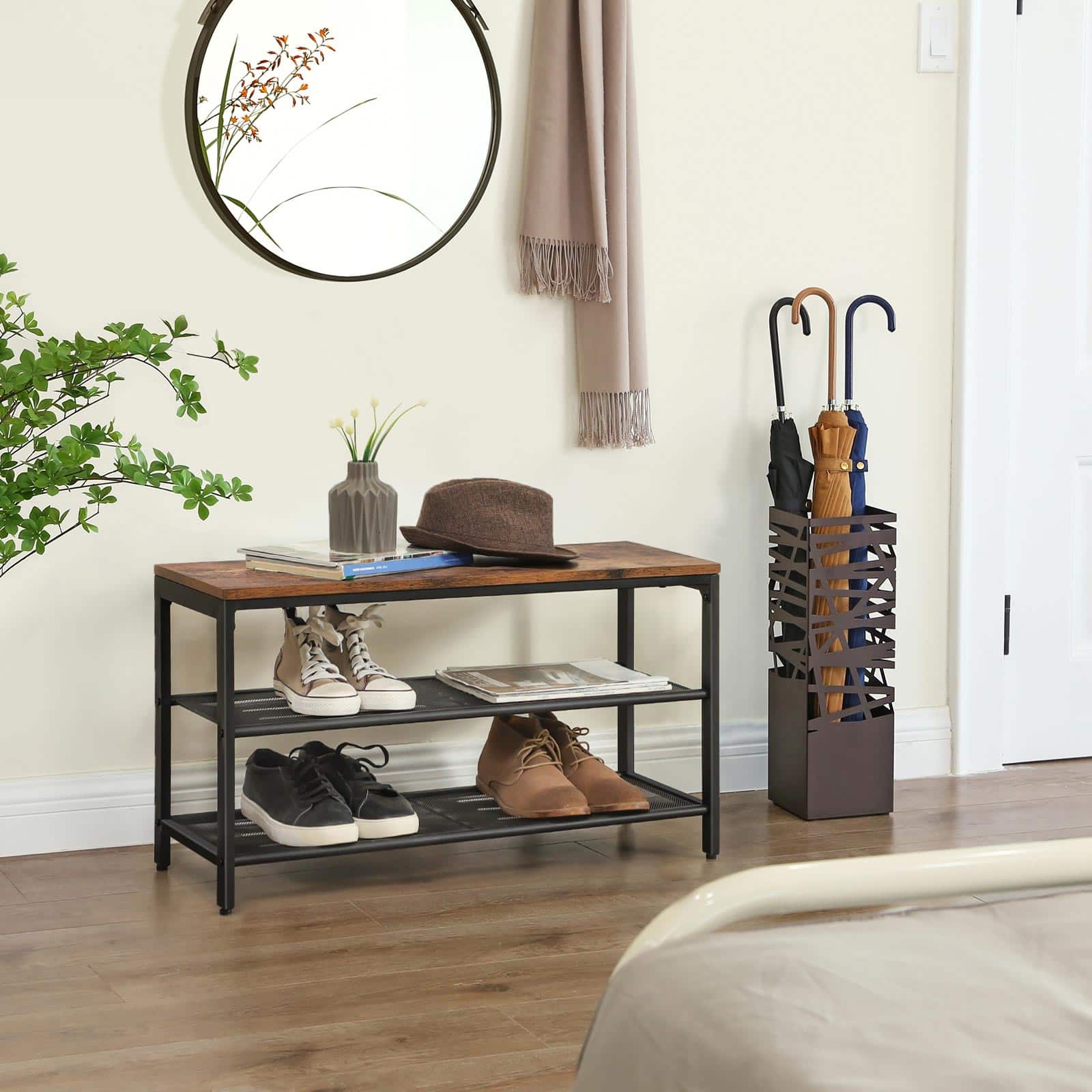 Mesh-Shelves-Shoe-Bench-LBS74X-3lD6DFRDAfeQXI Schuhbank mit 2 Gitterablagen Industriestil