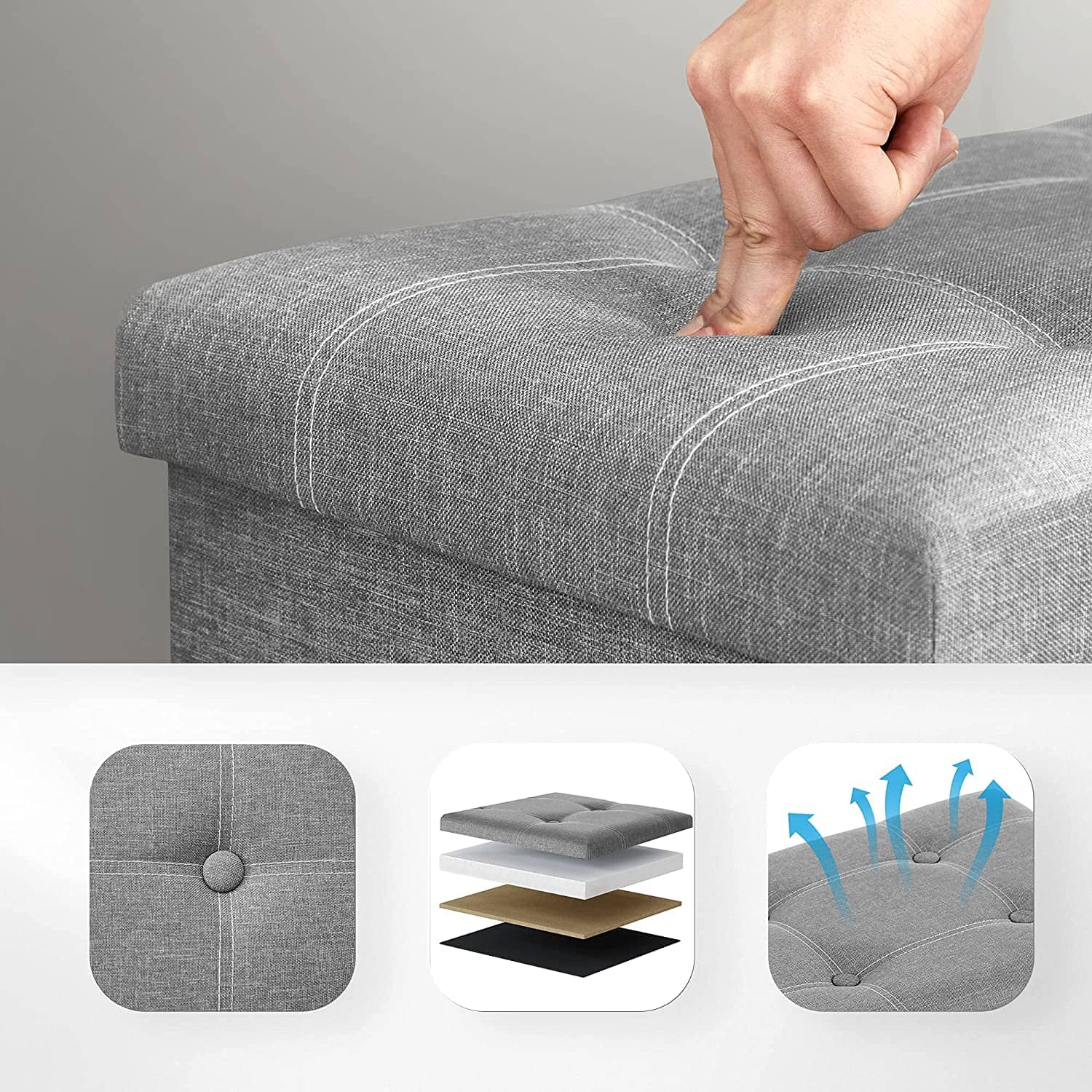 Sitzbank mit Stauraum Hellgrau-LSF001G02 Sitzbank mit Stauraum Hellgrau-LSF001G02