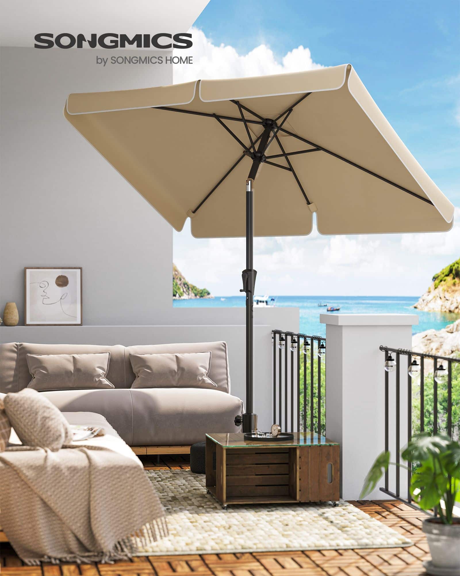 Balkonschirm rechteckig ohne Ständer taupe