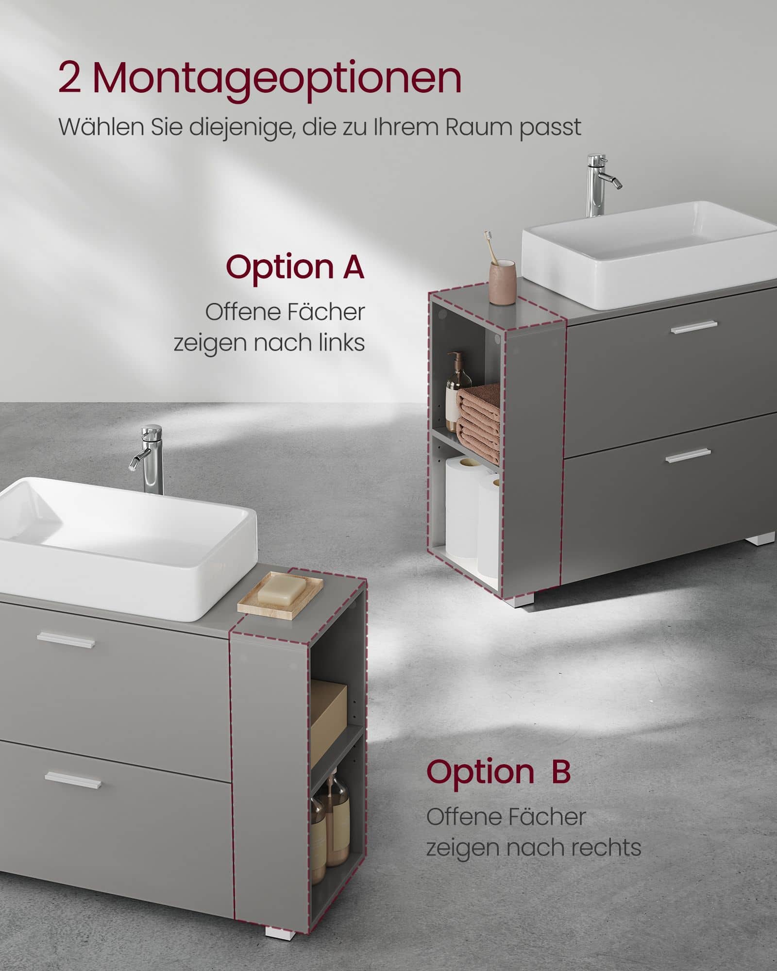 Waschbeckenunterschrank 30 x 80 x 64 cm mit offenen Fächern Waschbeckenunterschrank 30 x 80 x 64 cm mit offenen Fächern