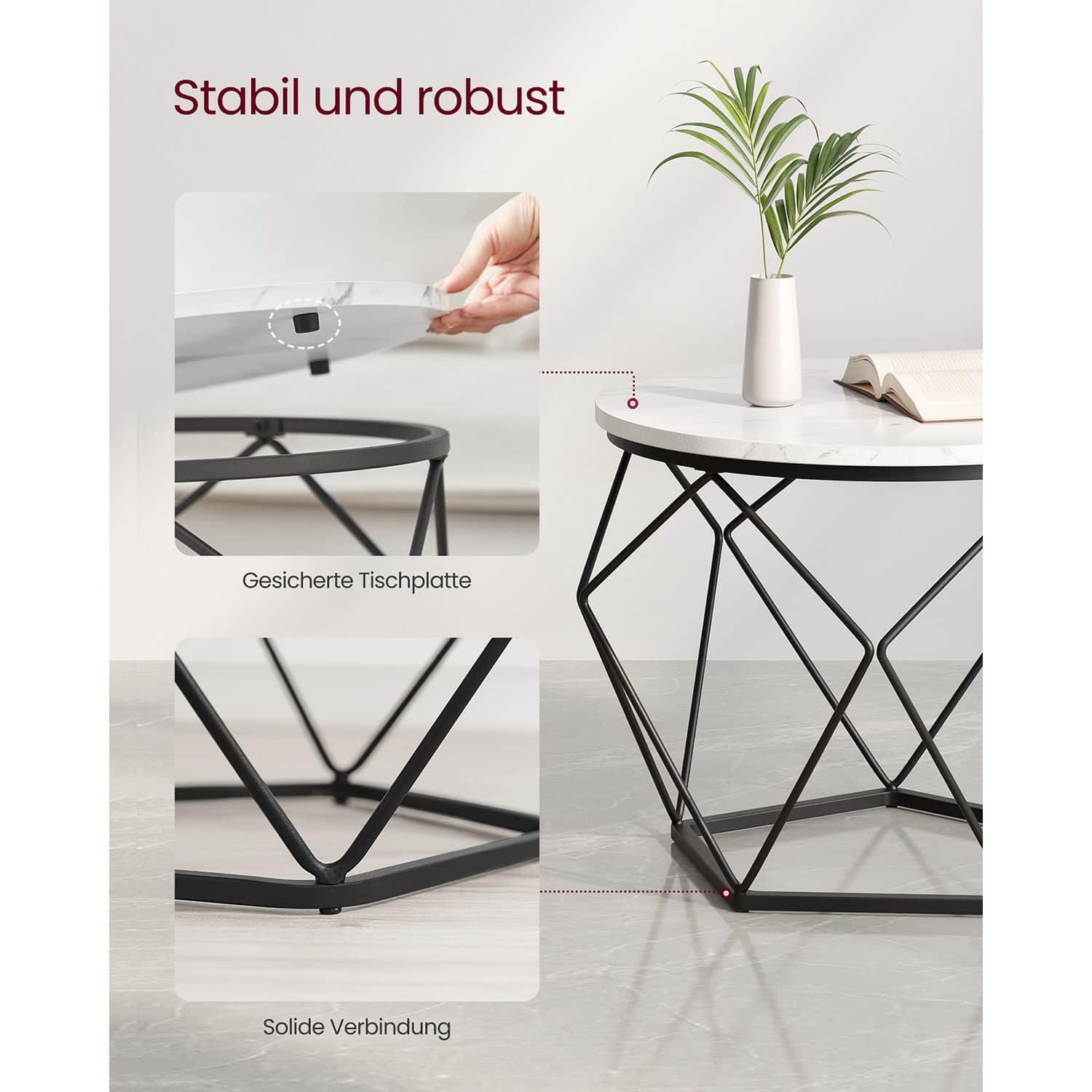 Couchtisch-Set weiß-schwarz 2 Stück-B34LET040B59 Couchtisch-Set weiß-schwarz 2 Stück-B34LET040B59