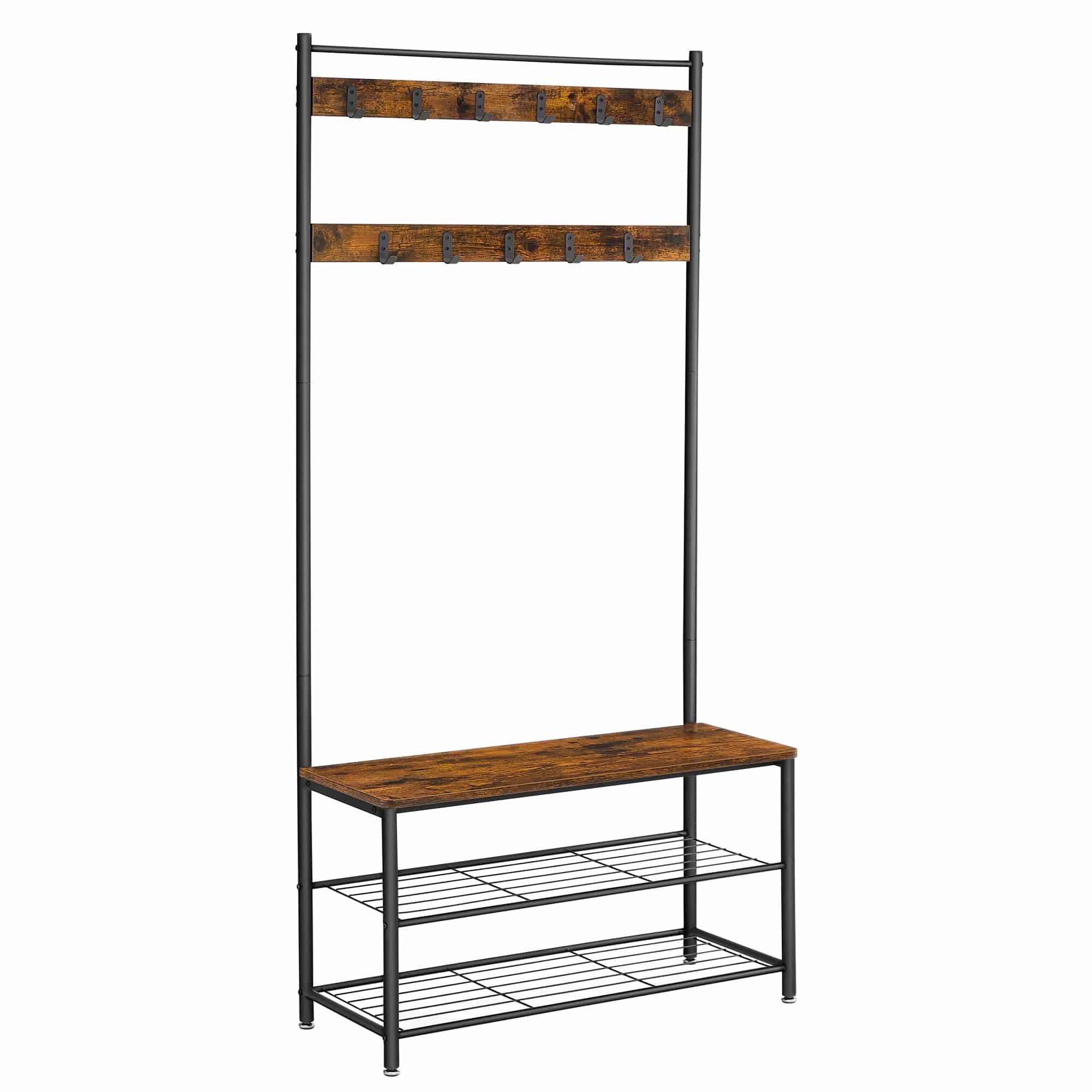 HSR401B01-1 VASAGLE Garderobenständer – Industrie-Design in Vintagebraun-Schwarz