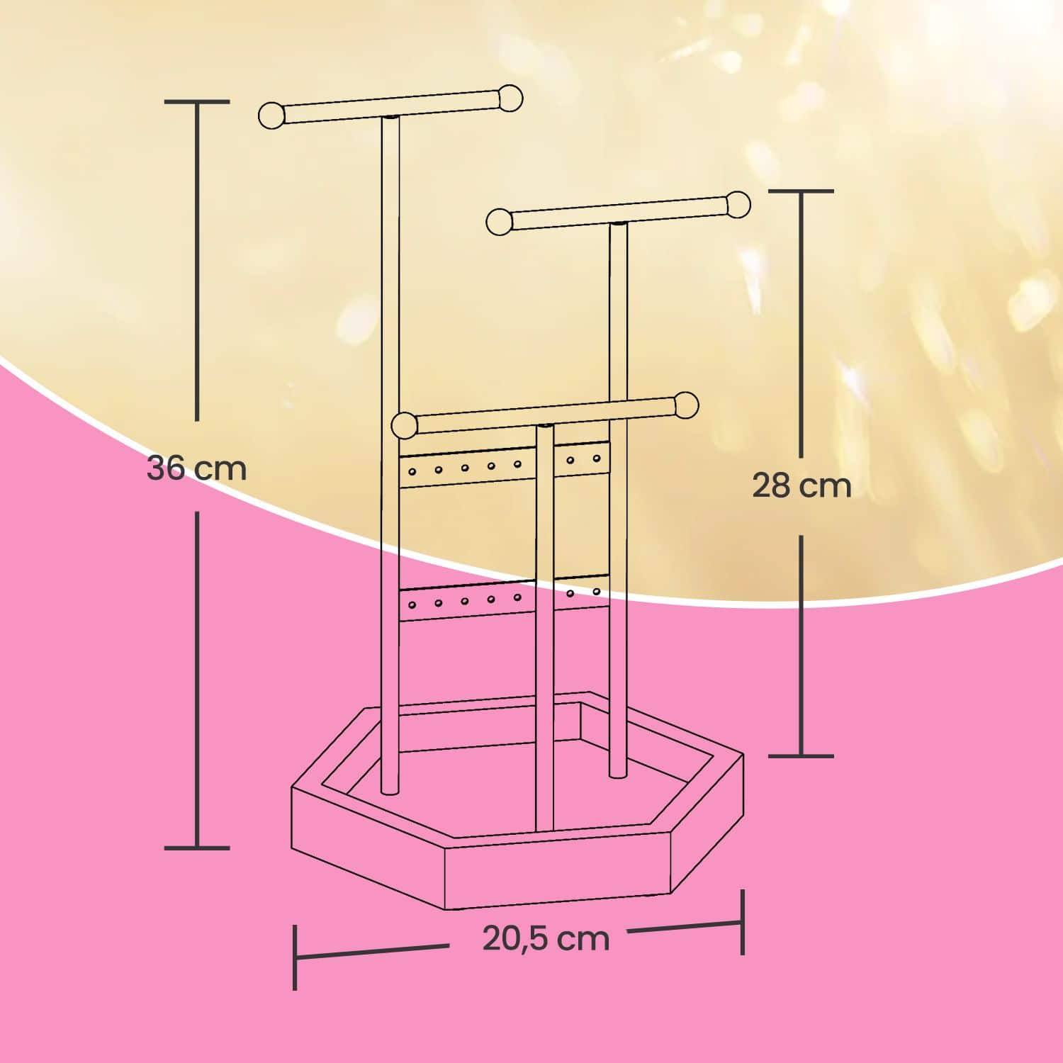 Schmuckhalter aus Metall und Holz Weiß Schmuckhalter aus Metall und Holz Weiß