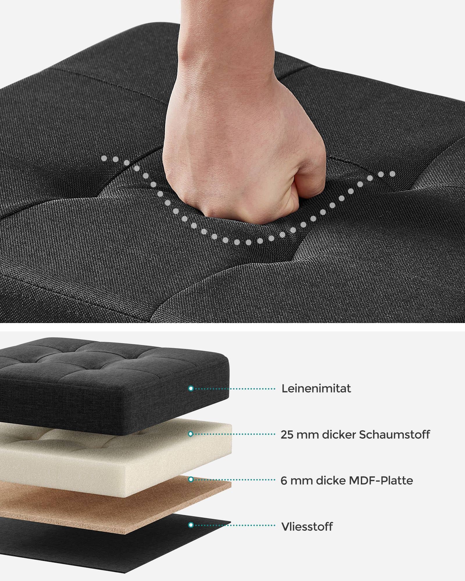 Sitzbank klappbar 32 x 40 x 33,5 cm mit Stauraum schwarz Sitzbank klappbar 32 x 40 x 33,5 cm mit Stauraum schwarz