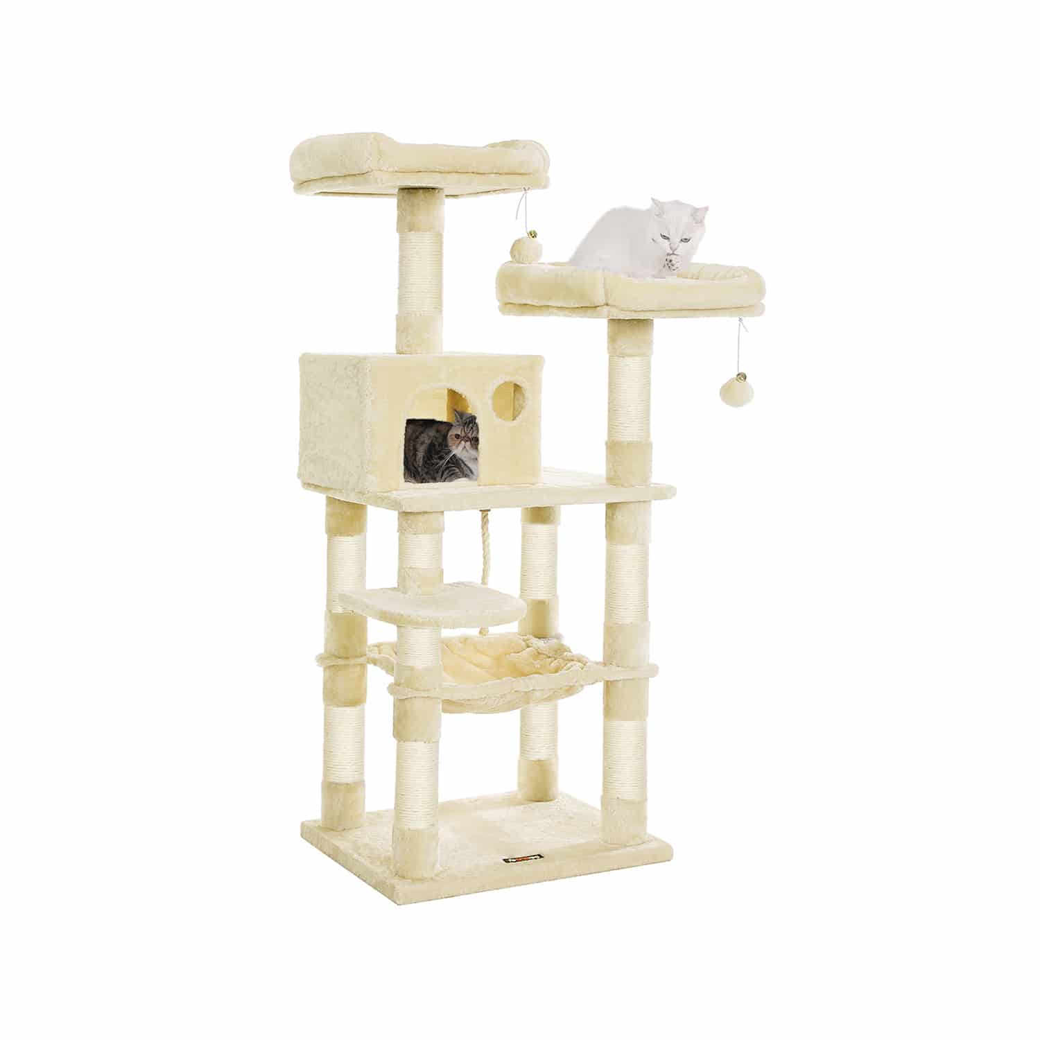 Kratzbaum mit Hängematte 143 cm Beige-B34PCT15BE Kratzbaum mit Hängematte 143 cm Beige-B34PCT15BE