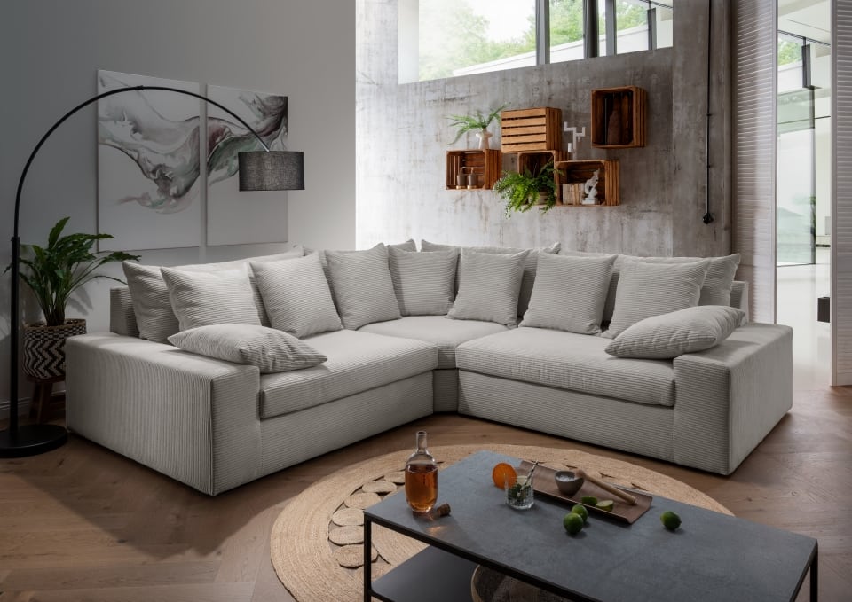 Benformato Avellino Sofa: Luxuriöses Ecksofa mit Breitcord-Bezug und Flexibilität für Ihr Zuhause