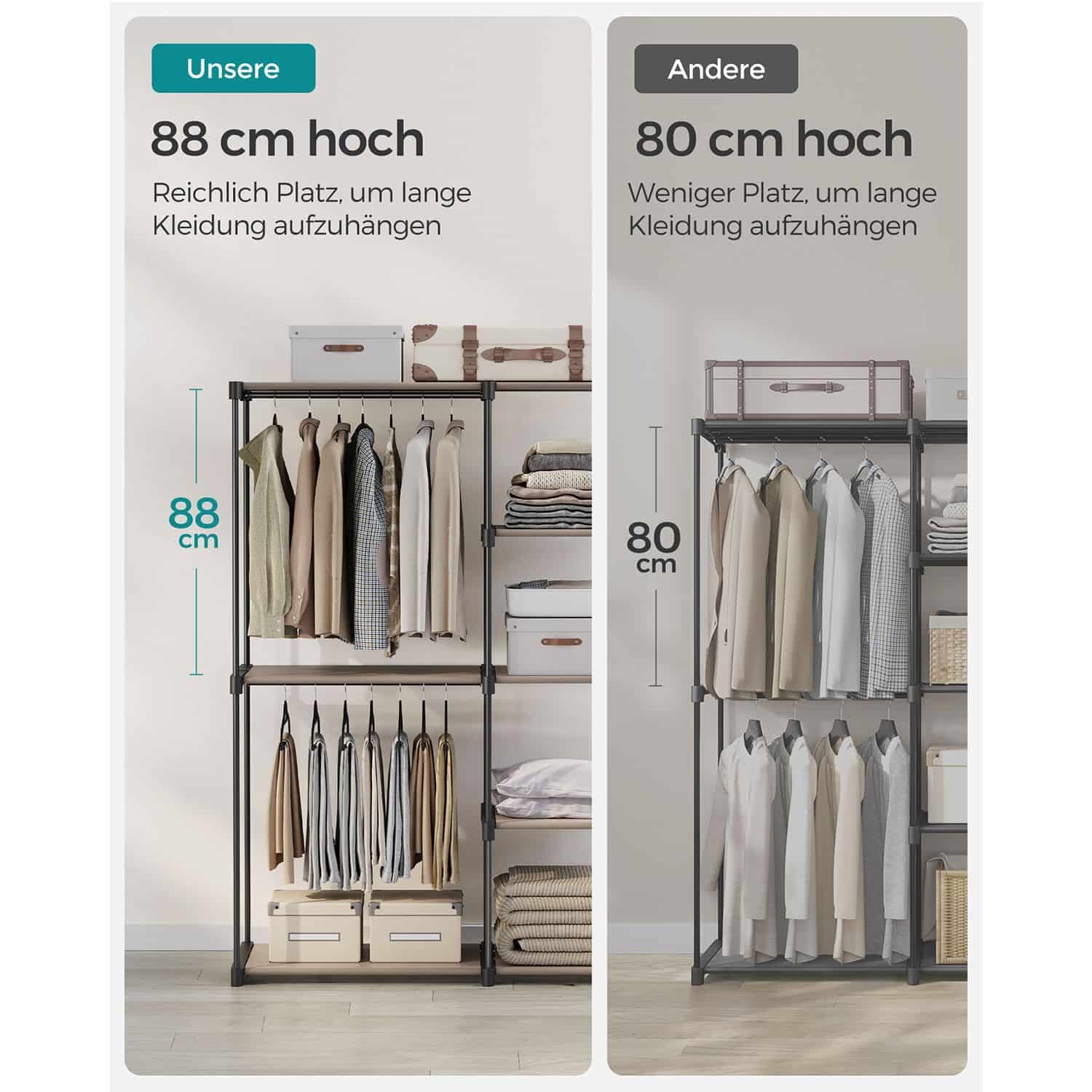 Kleiderschrank offen mit Kleiderstangen 43 x 124 x 182 cm Taupe Kleiderschrank offen mit Kleiderstangen 43 x 124 x 182 cm Taupe