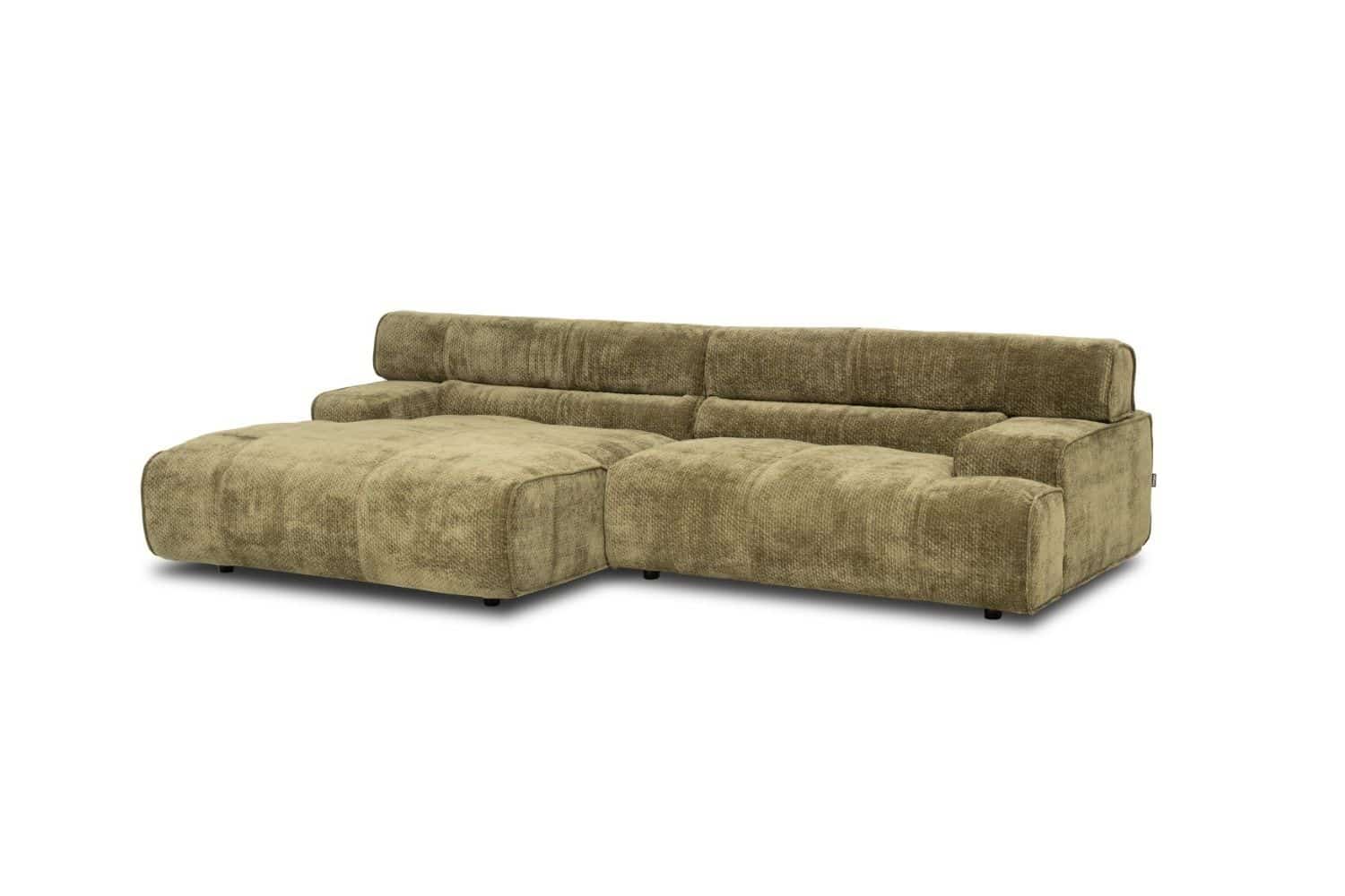 Ecksofa Colosseo Olive – Großzügige Chenille-Couch von designwerk