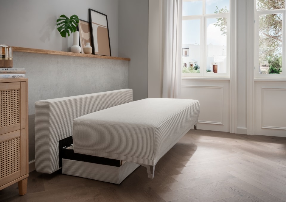 Benformato_Ari_2FBK_4802-3 Modernes Benformato Ari Breitcord Sofa in Silber mit Bettkasten