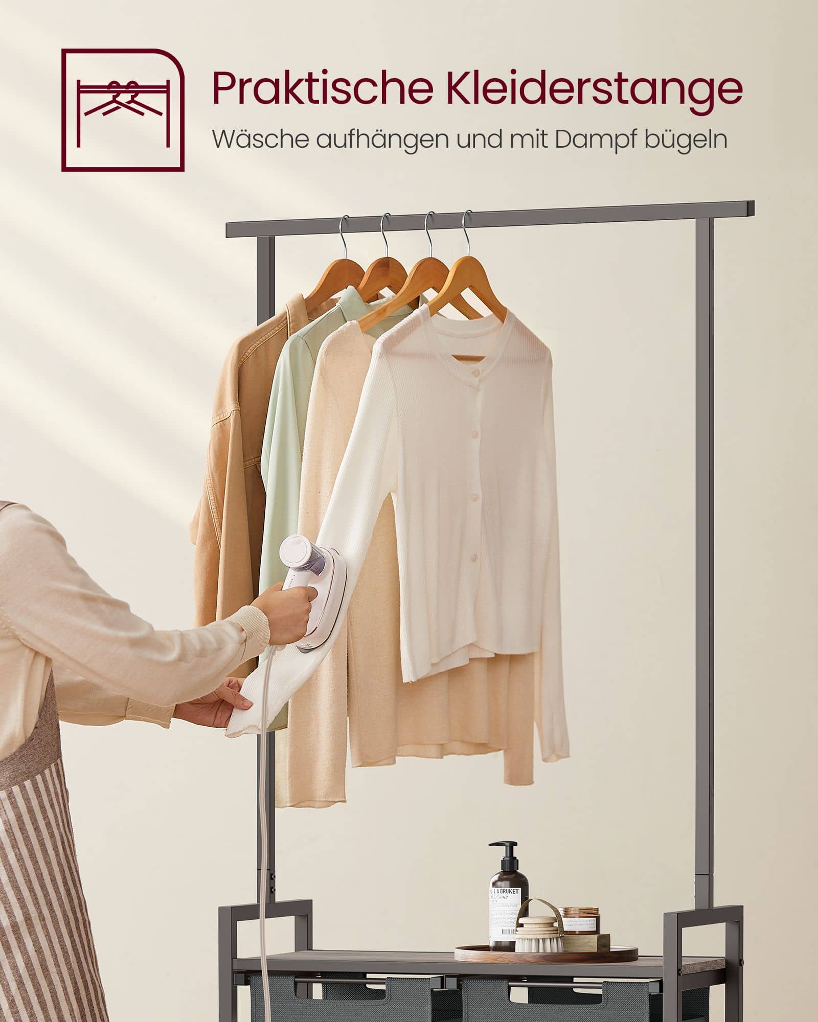 Wäschekorb 2 x 46 L greige meliert-schiefergrau Wäschekorb 2 x 46 L greige meliert-schiefergrau