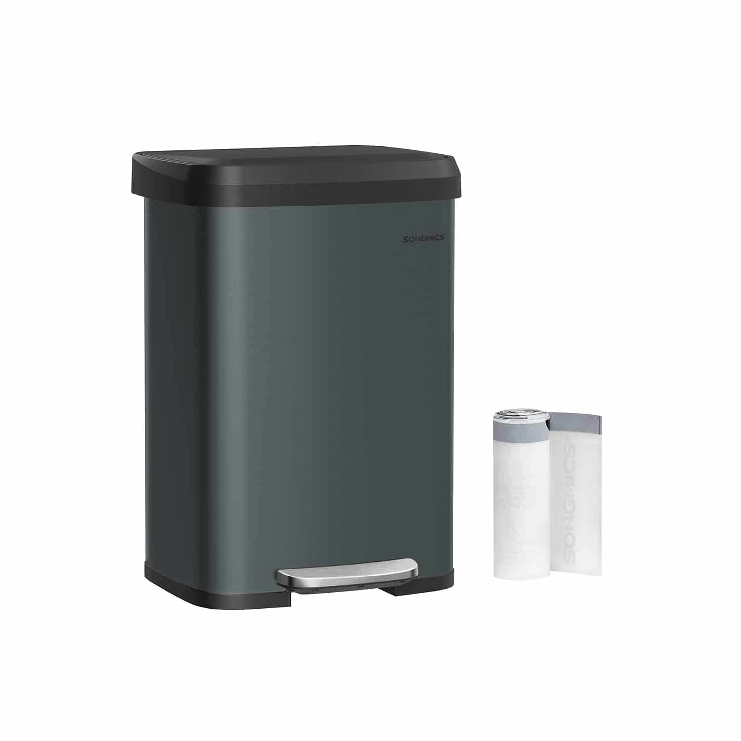 Mülleimer Küche mit Deckel 50 Liter anthrazitgrau-schwarz