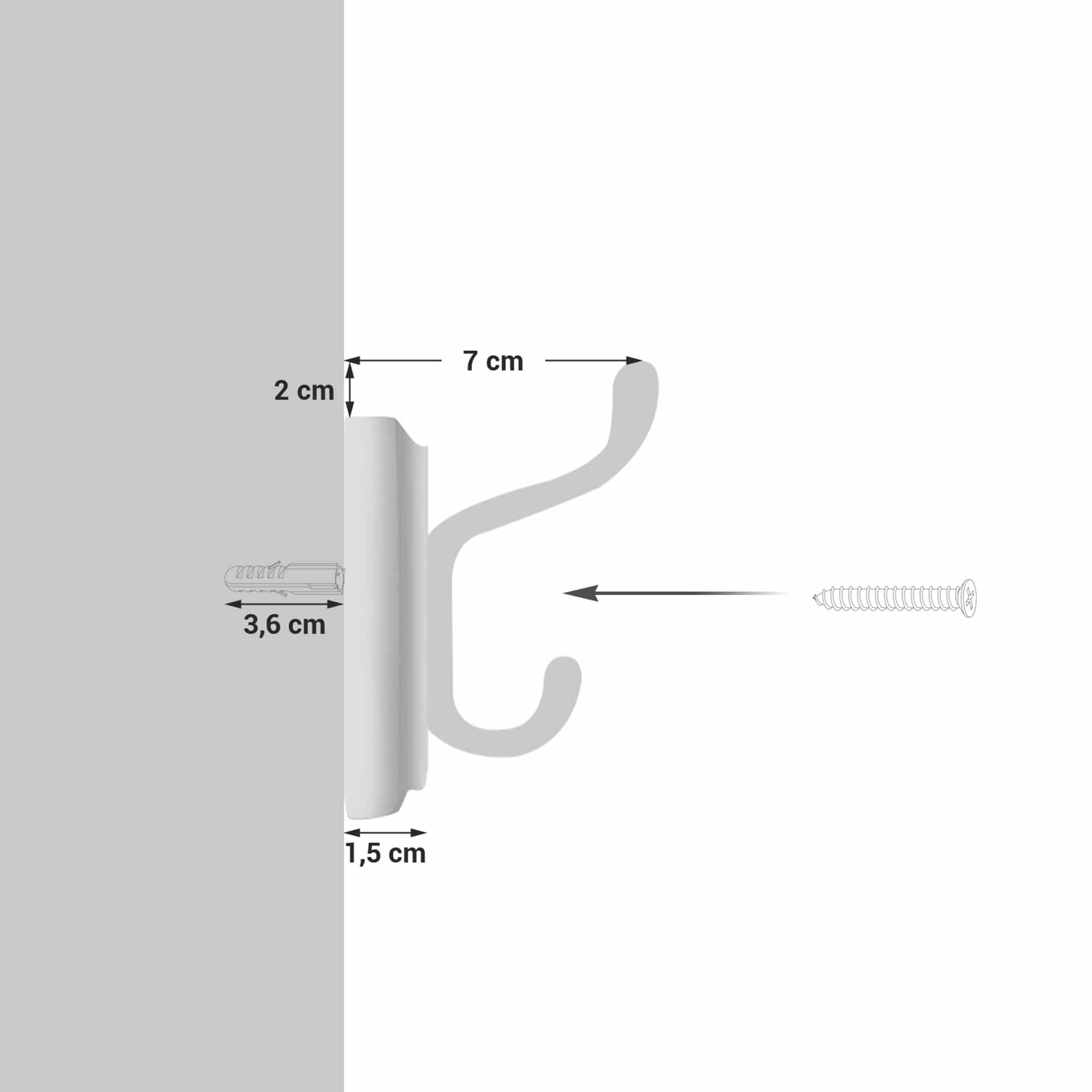 Wandgarderobe mit 4 Metallhaken Weiß-LHR23WT