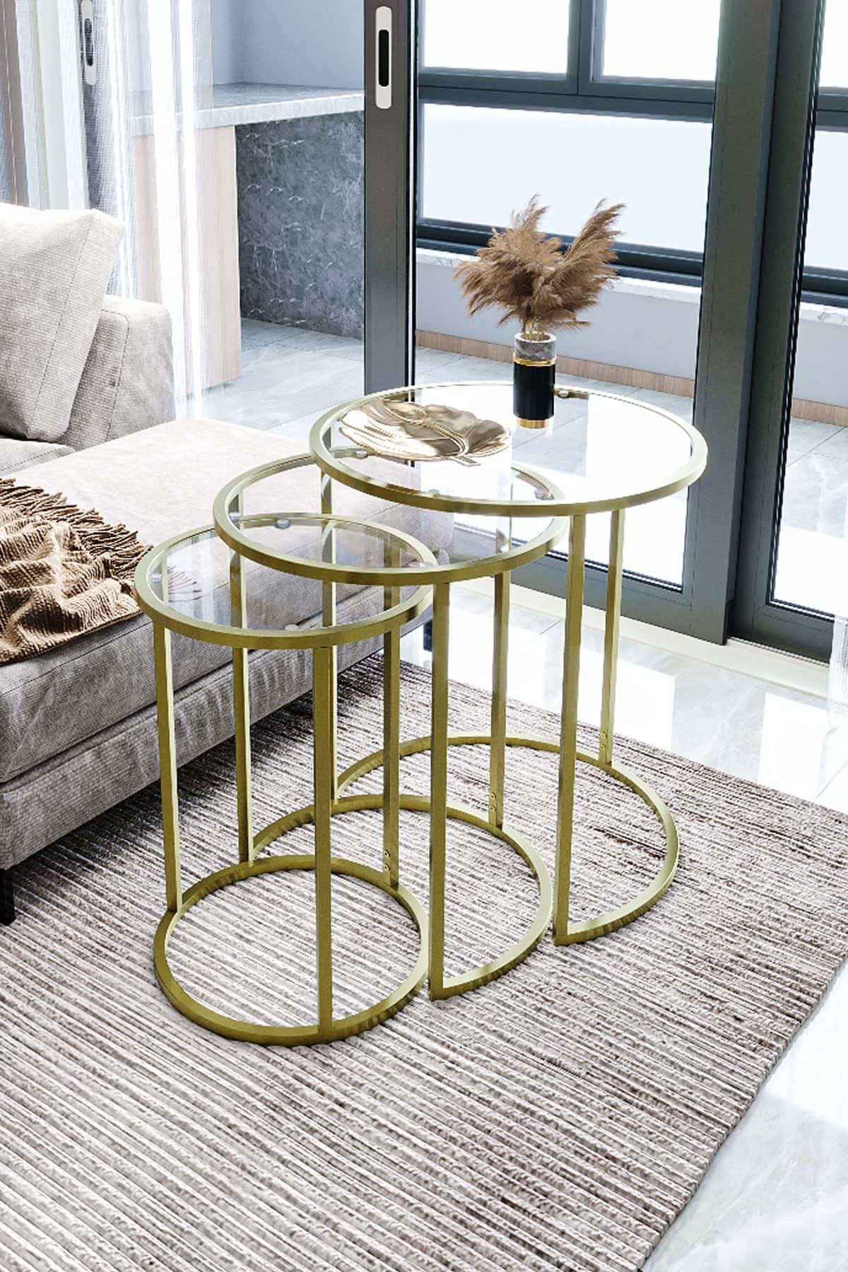 Alya - gold, transparent - 3er Satztisch