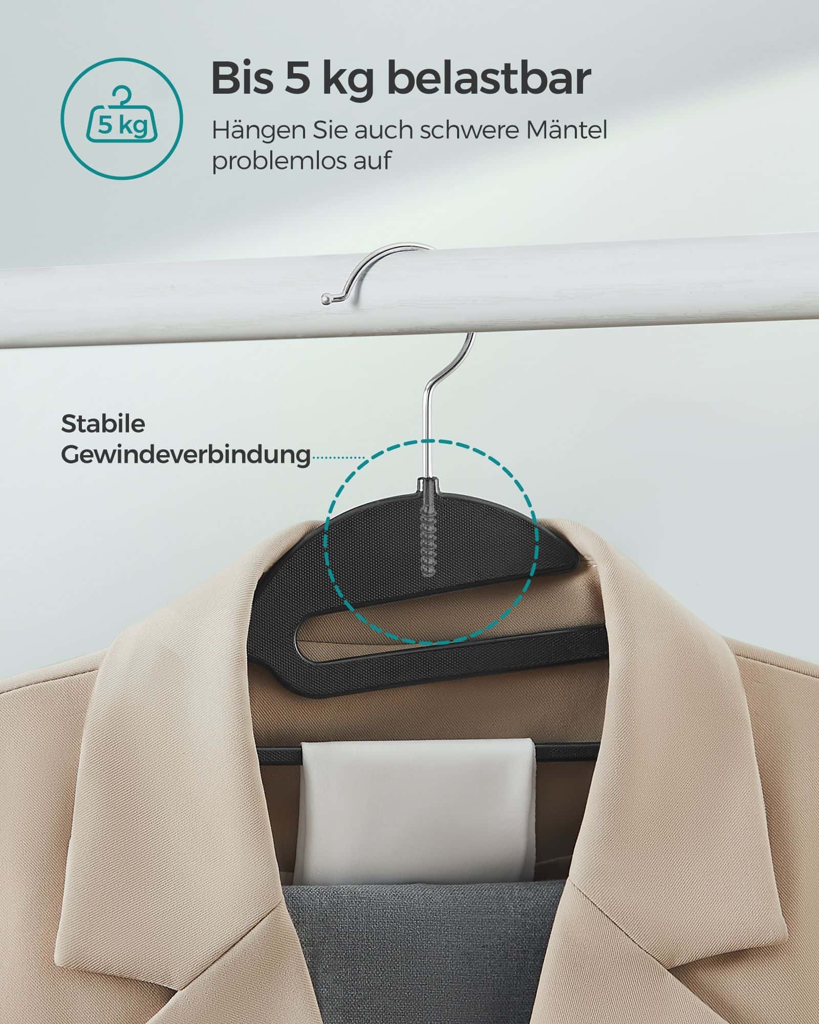 Kleiderbügel Kunststoff rutschfest platzsparend schwarz