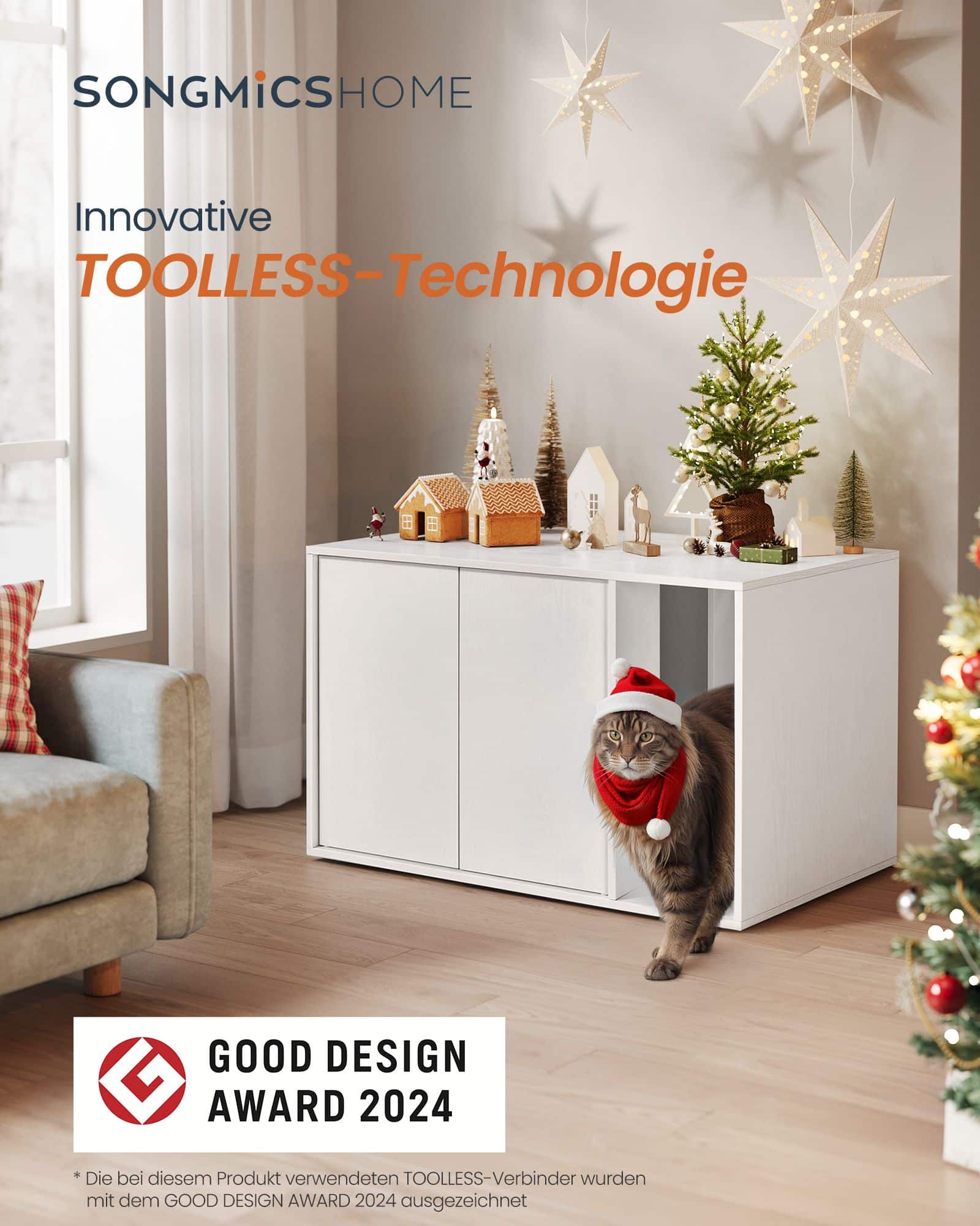 Katzenklo-Schrank mit Push-to-Open Türen für große Katzen Katzenklo-Schrank mit Push-to-Open Türen für große Katzen