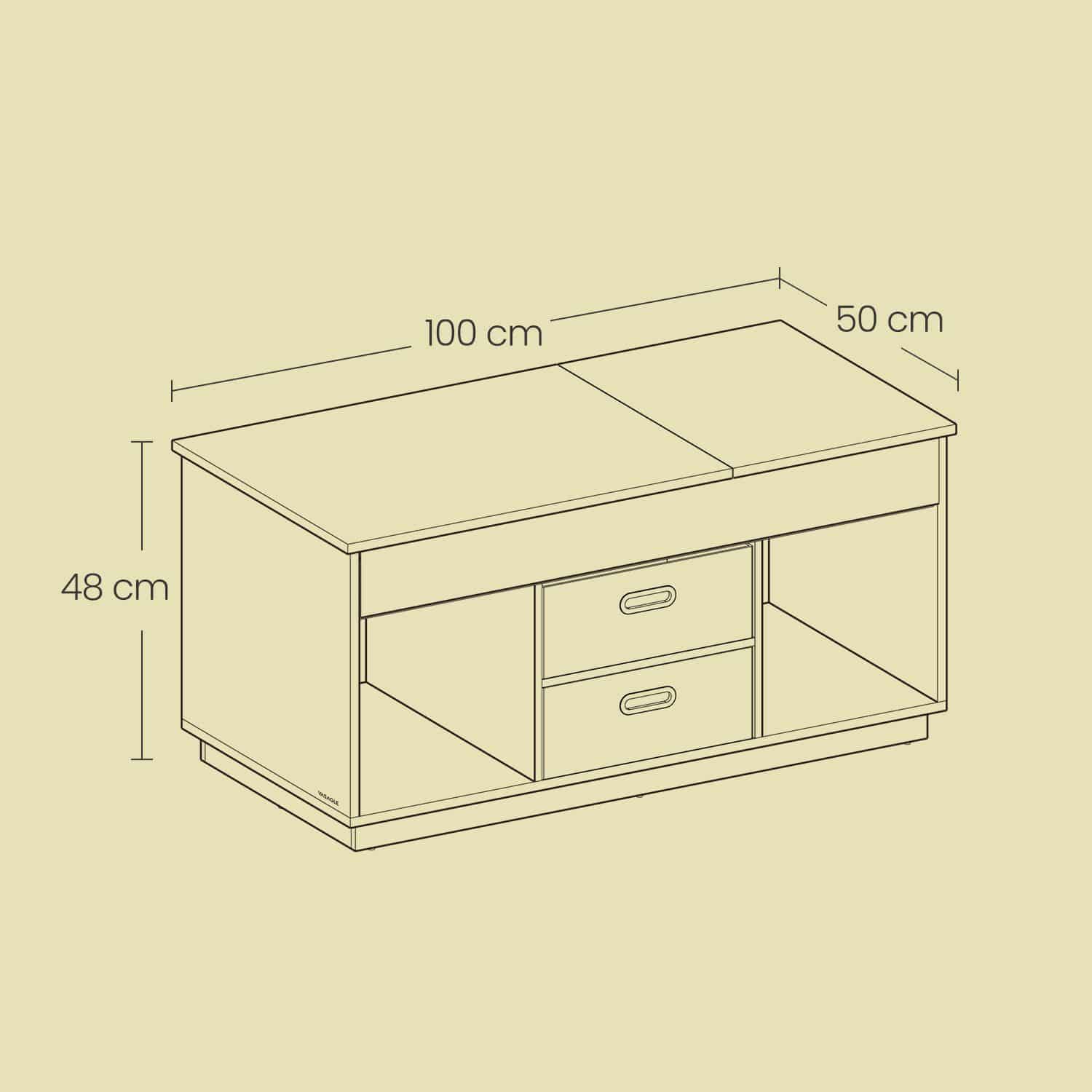 Couchtisch mit 2 Schubladen und Fächern schneeweiß Couchtisch mit 2 Schubladen und Fächern schneeweiß