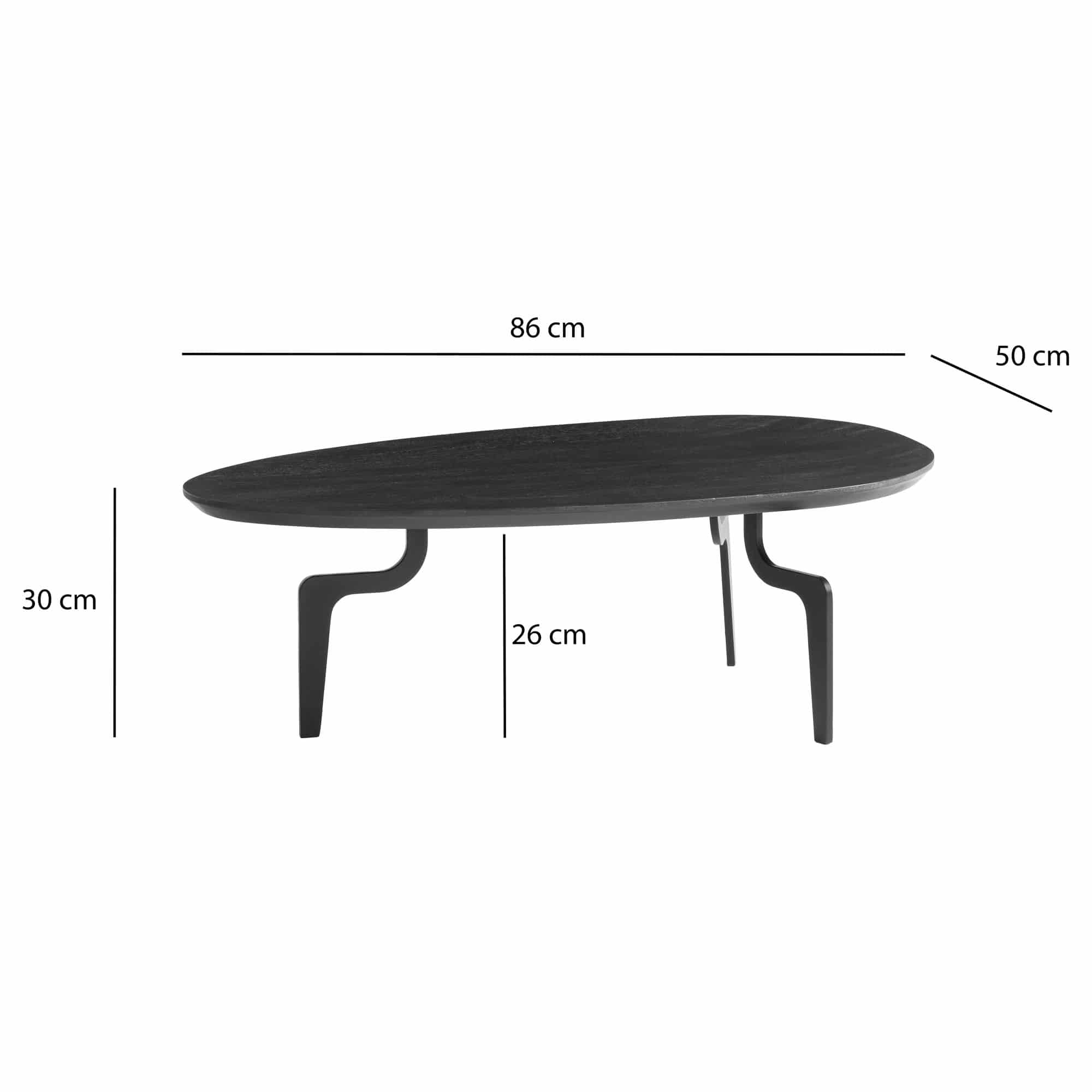 Couchtisch 86x50x30 cm Mango Massivholz Schwarz Sofatisch Niedrig Couchtisch 86x50x30 cm Mango Massivholz Schwarz Sofatisch Niedrig
