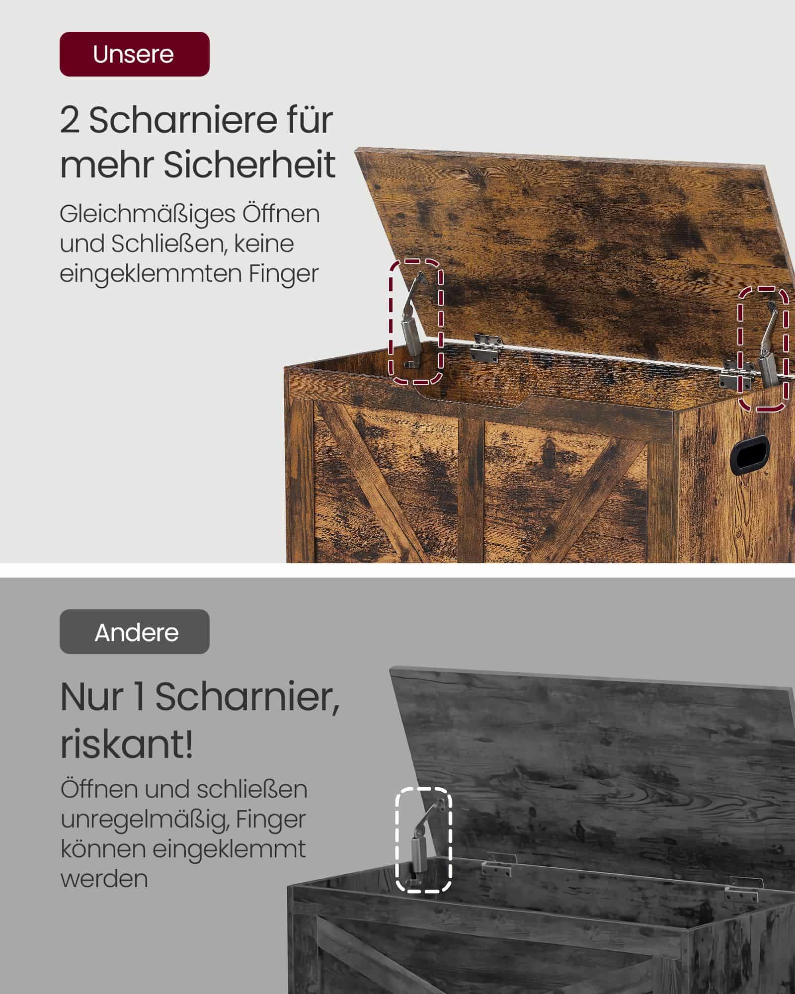 Sitzbank mit Stauraum Scheunenstil vintagebraun