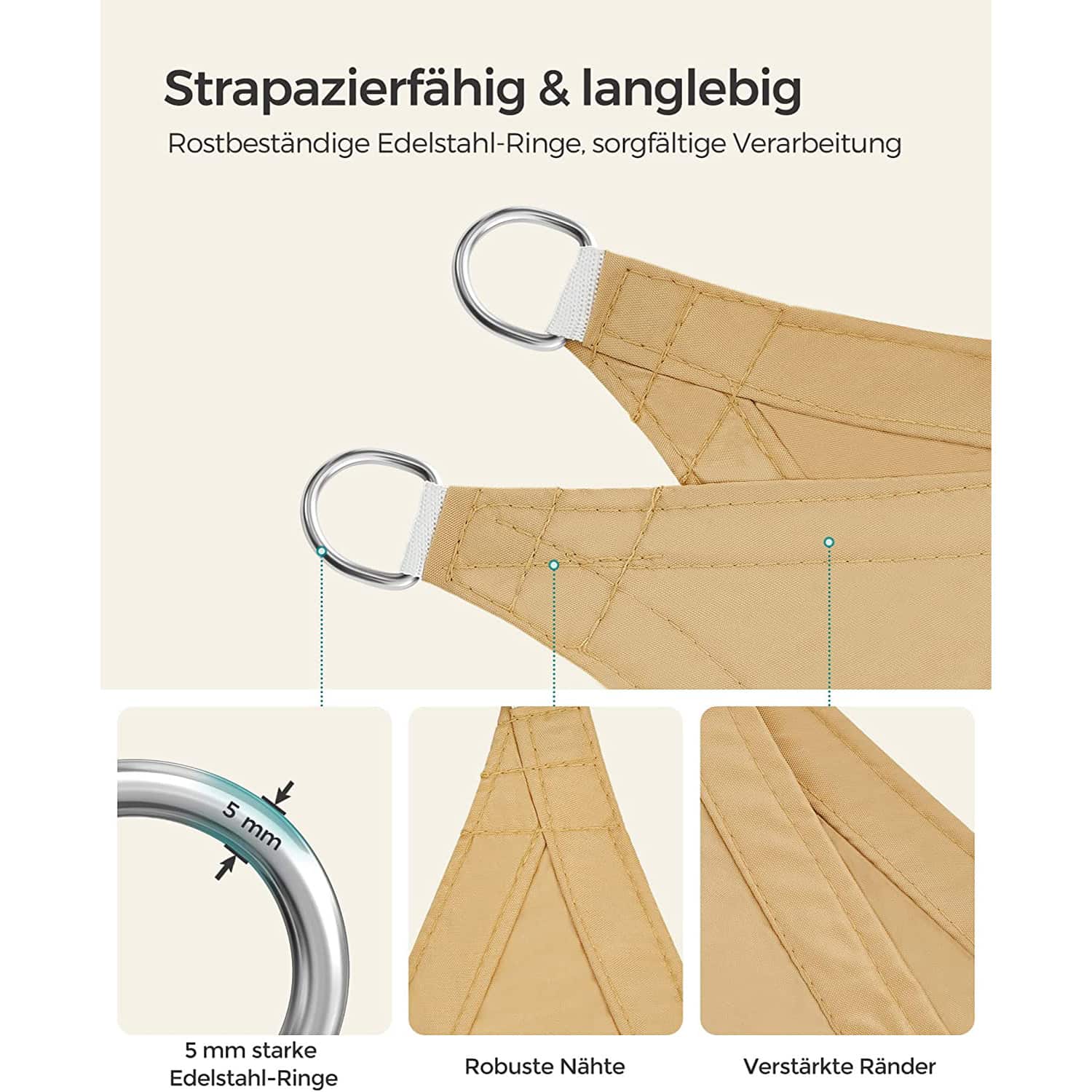 Sonnensegel 2 x 3 m rechteckig sandgelb Sonnensegel 2 x 3 m rechteckig sandgelb