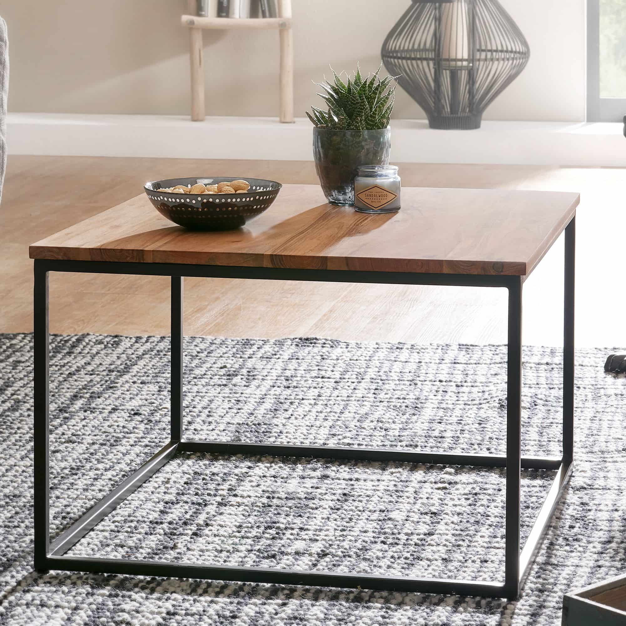 60532-Wohnling-Couchtisch-Akazie-60-x-60-x-40-cm-WL6-361-WL6-361_2 Couchtisch 60x60x41 cm Massivholz Metall Sofatisch Wohnzimmertisch Akazie