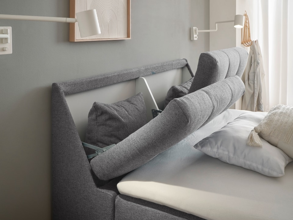 Atlantis-140_Lumos-10-dark-grey_Milieu_Detail_Fkt Modernes Wohnen: Dark Grey Boxbett von ED Exciting Design