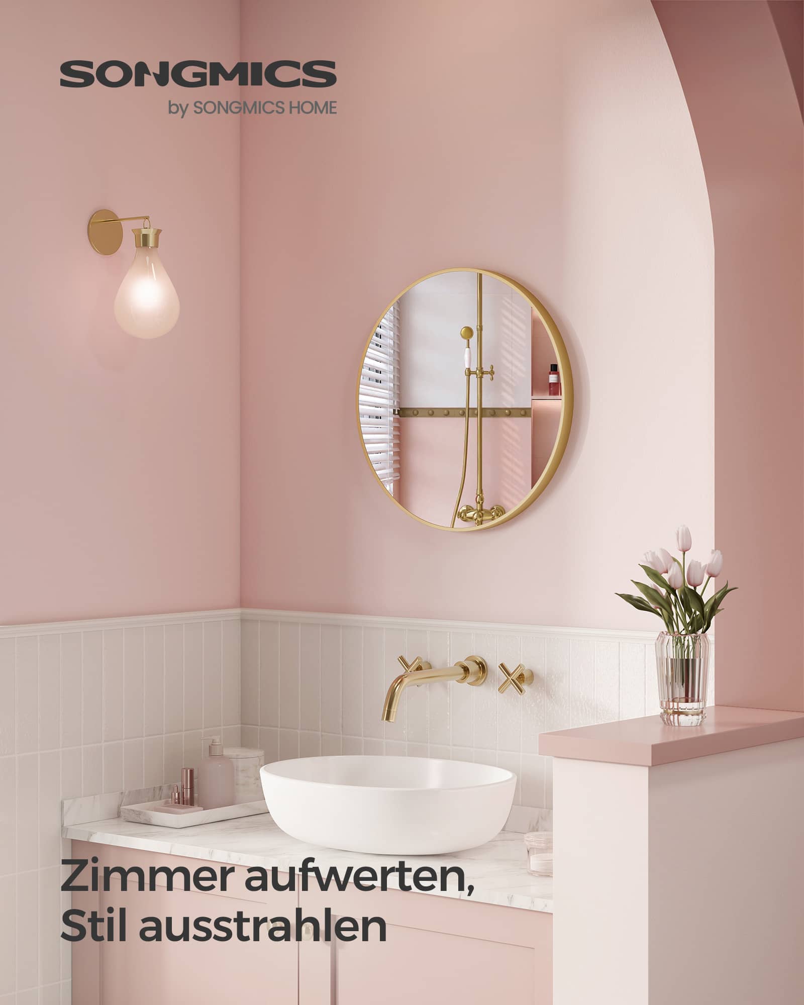 Spiegel rund einfache Montage modern metallisches Gold-LWM102A01 Spiegel rund einfache Montage modern metallisches Gold-LWM102A01