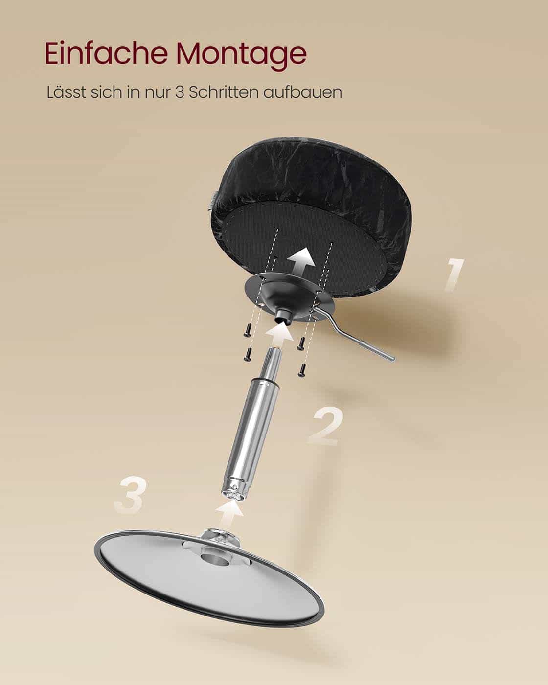 Höhenverstellbarer und 360° drehbarer Schminkhocker tintenschwarz Höhenverstellbarer und 360° drehbarer Schminkhocker tintenschwarz