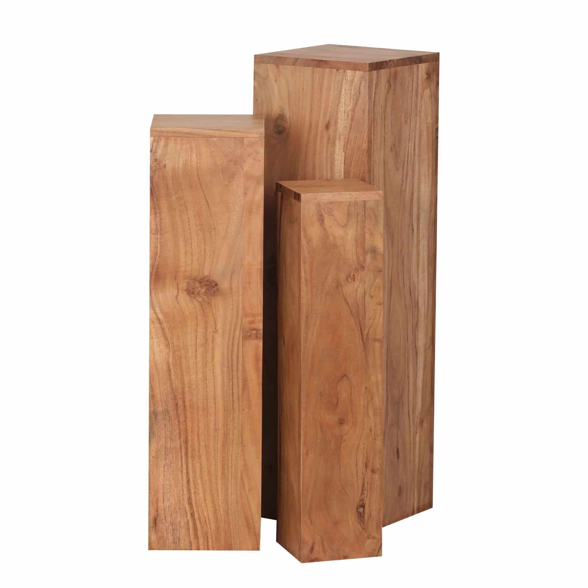 38581-WOHNLING-Beistelltisch-3er-Set-WL1-567-Massivholz-24-5x85x24-5-cm-Akazie-Tische-Holztisch-Natur-Produkt-Echtholz-Beistelltische-Dekosaeulen-Drei-Holztische-Braun-Blumenhocke Beistelltisch 3er Set WL1.567 Massivholz 24,5x85x24,5 cm Akazie Tische
