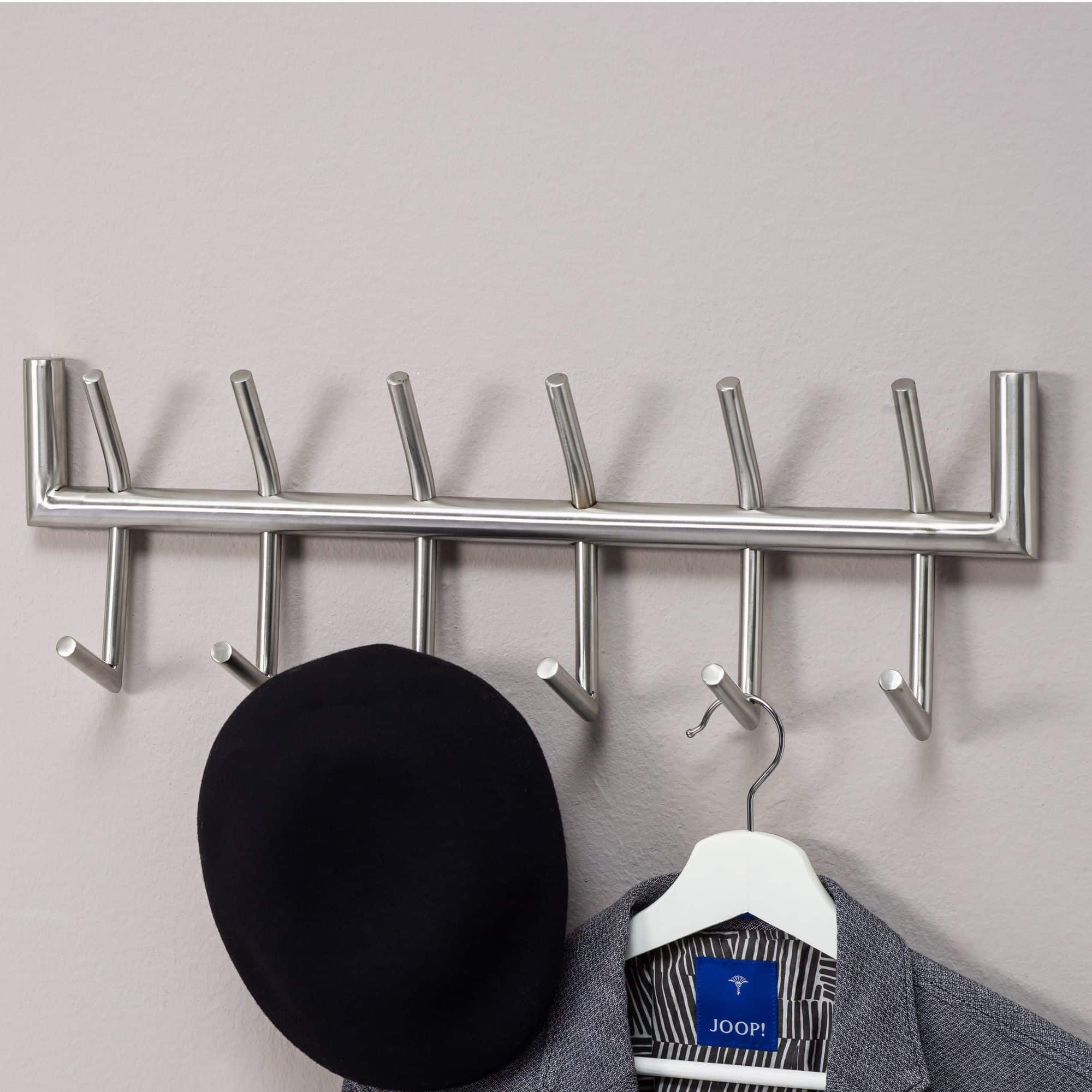 63399-WOHNLING-Garderobe-Stahl-Matt-60x10x20-cm-WL6-444-WL6-444_269FAVZFlrdtqH Wandgarderobe Metall Silber 60x19x10 cm Design Flurgarderobe Stahl