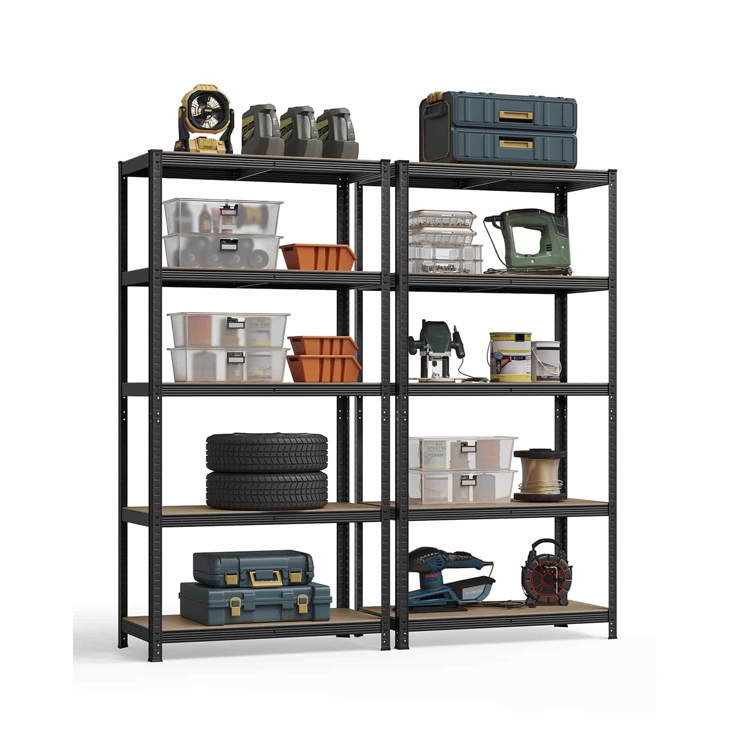 Lagerregale 2er Set, 200 x 100 x 50 cm schwarz Lagerregale 2er Set, 200 x 100 x 50 cm schwarz