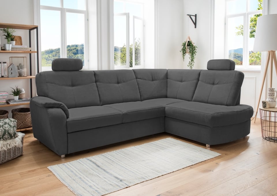 Stylisches Ecksofa Edna von Benformato mit Schlaffunktion und Bettkasten – Verschiedene Farben erhältlich