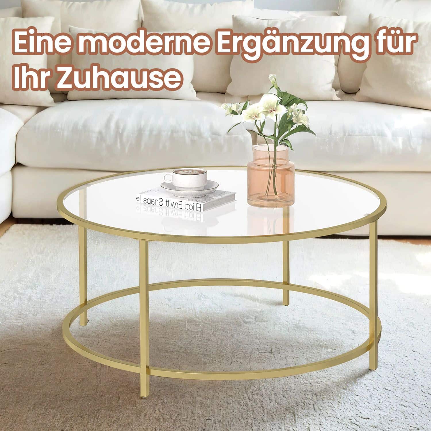 Runder Couchtisch mit Glasoberfläche Runder Couchtisch mit Glasoberfläche