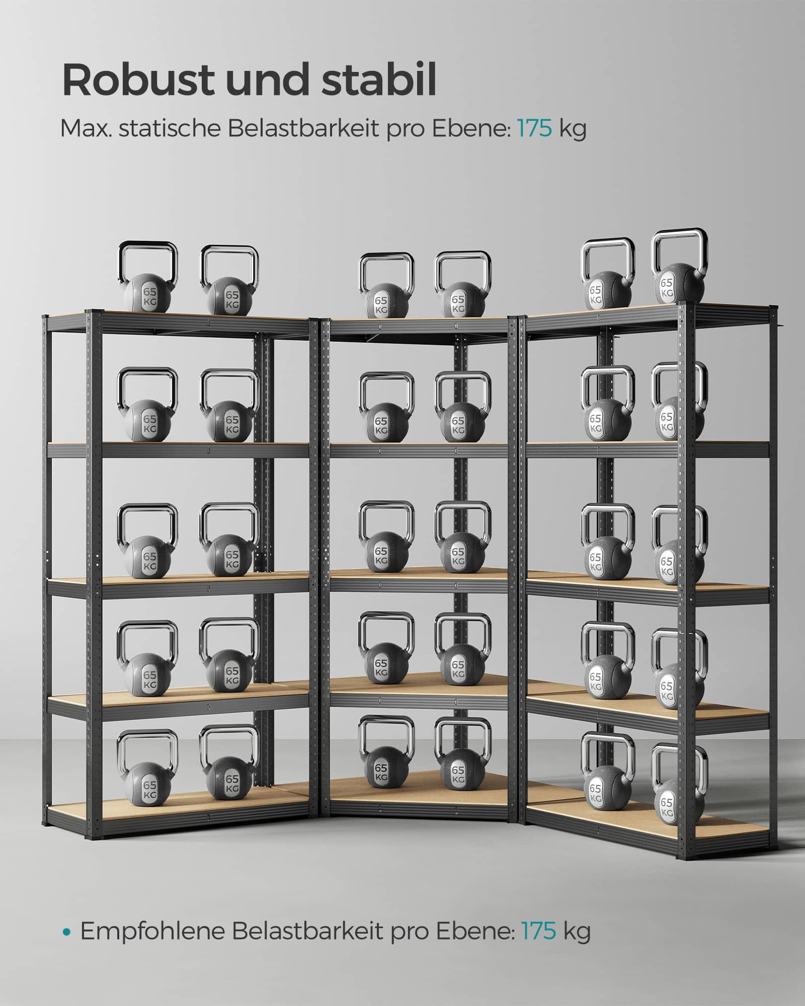 Eckregal-Set 5 Ebenen bis 2625 kg belastbar