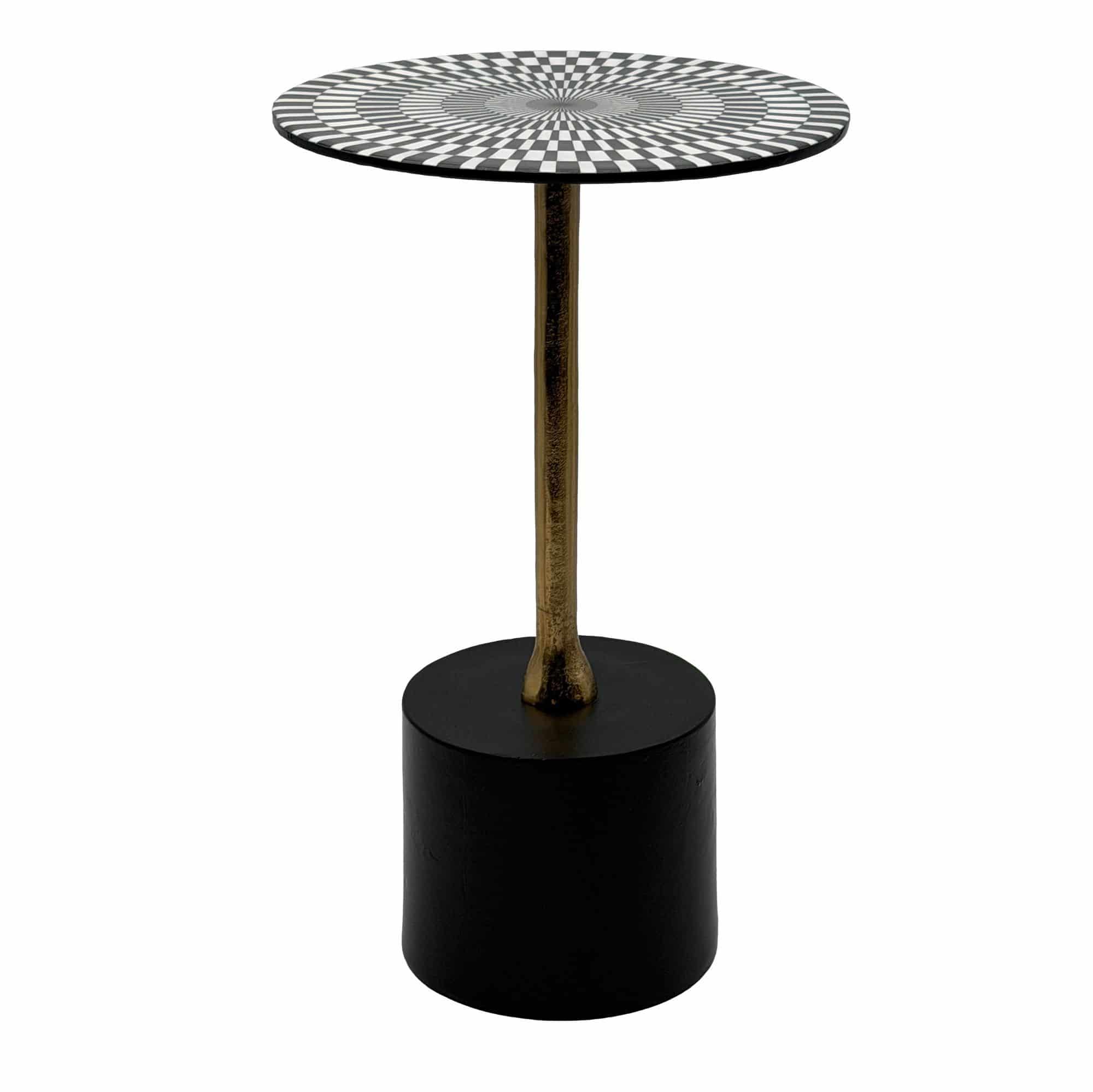 Beistelltisch Aluminium 49cm Op-Art-Muster - Kleiner runder Anstelltisch aus Metall - Design Wohnzimmertisch - Dekotisch - Couchtisch - Metalltisch Handmade pflegeleicht Beistelltisch Aluminium 49cm Op-Art-Muster - Kleiner runder Anstelltisch aus Metall - Design Wohnzimmertisch - Dekotisch - Couchtisch - Metalltisch Handmade pflegeleicht