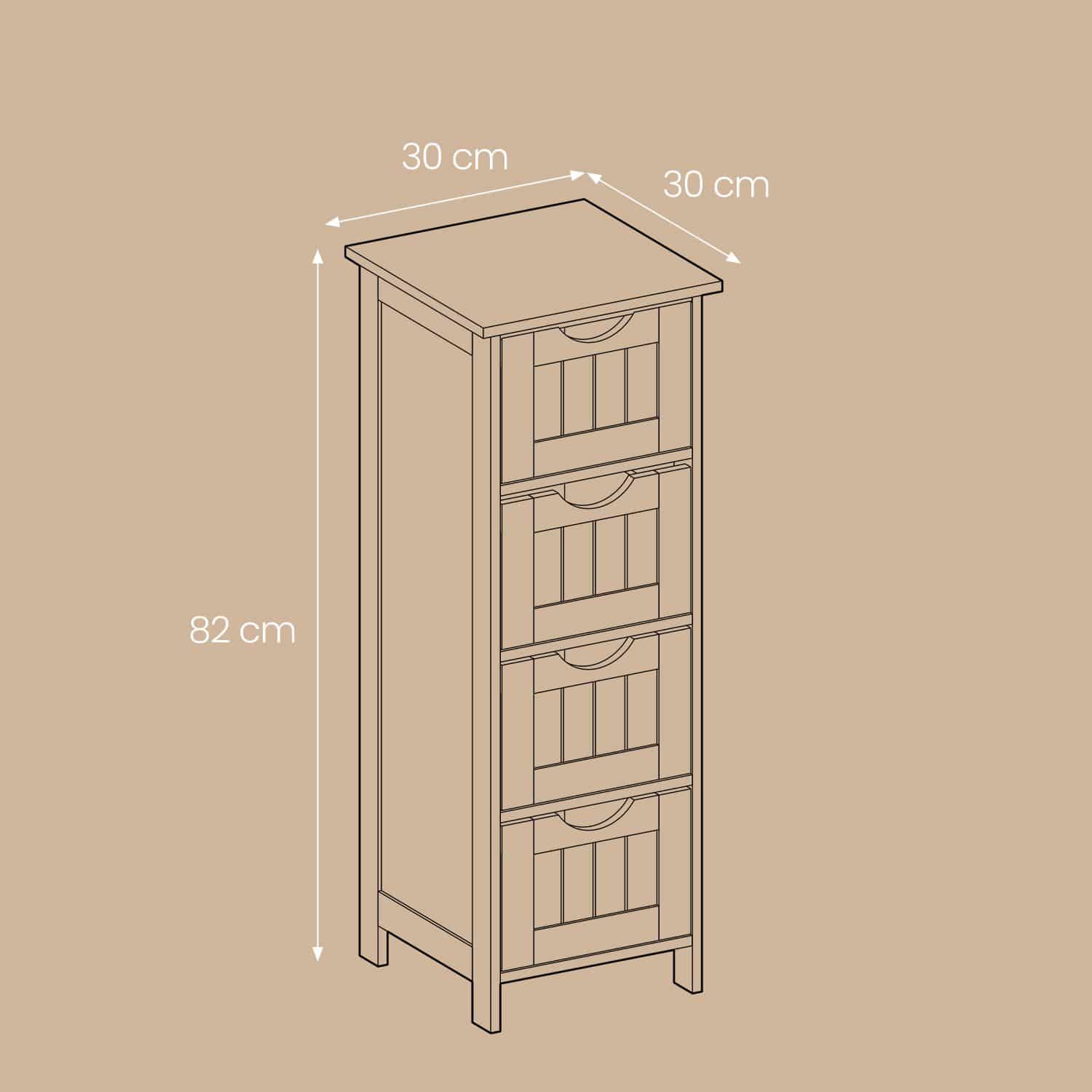 Badezimmerschrank, Badschrank, Beistellschrank mit 4 Schubladen Badezimmerschrank, Badschrank, Beistellschrank mit 4 Schubladen