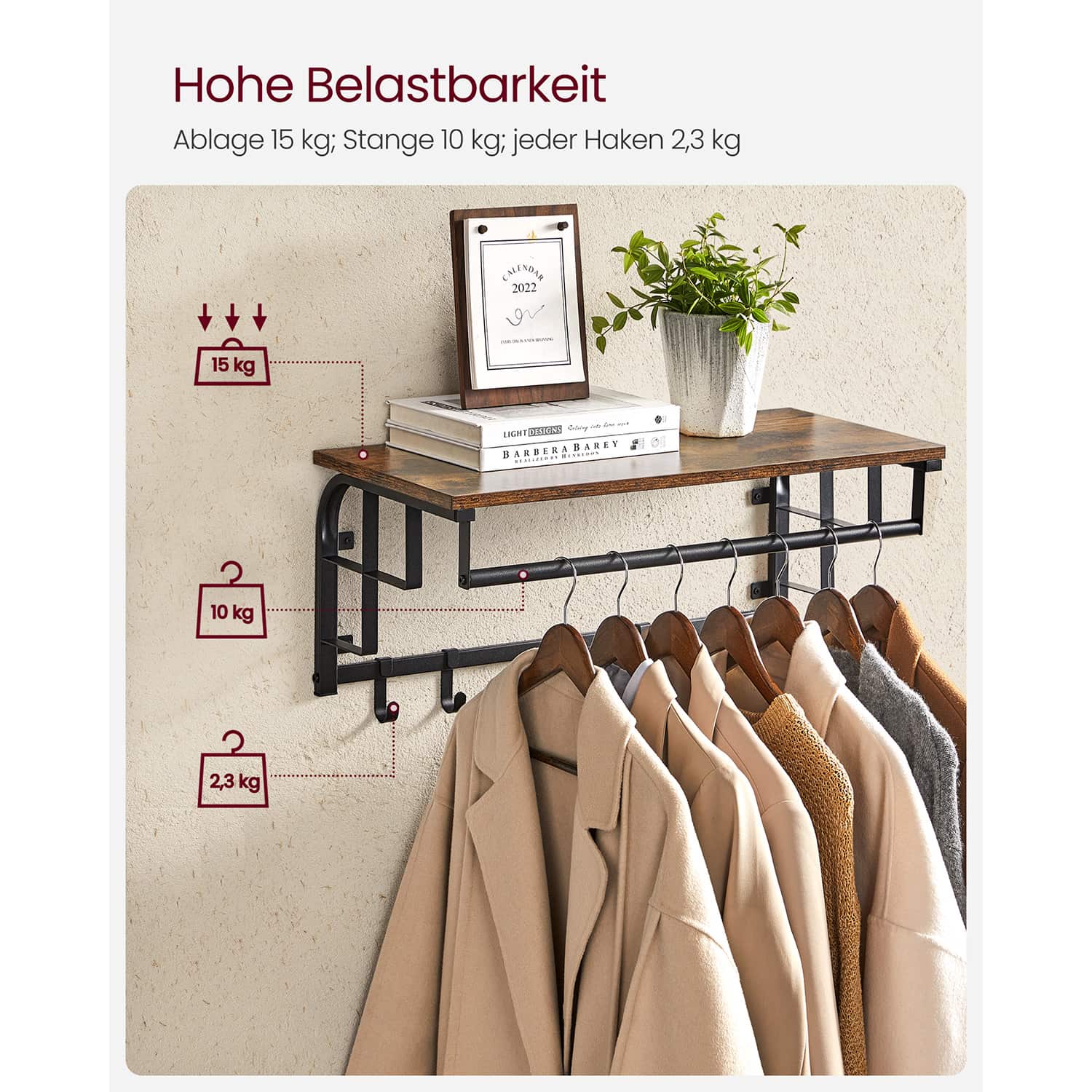 Industrie-Design Wandgarderobe-B34LCR12BX Industrie-Design Wandgarderobe-B34LCR12BX