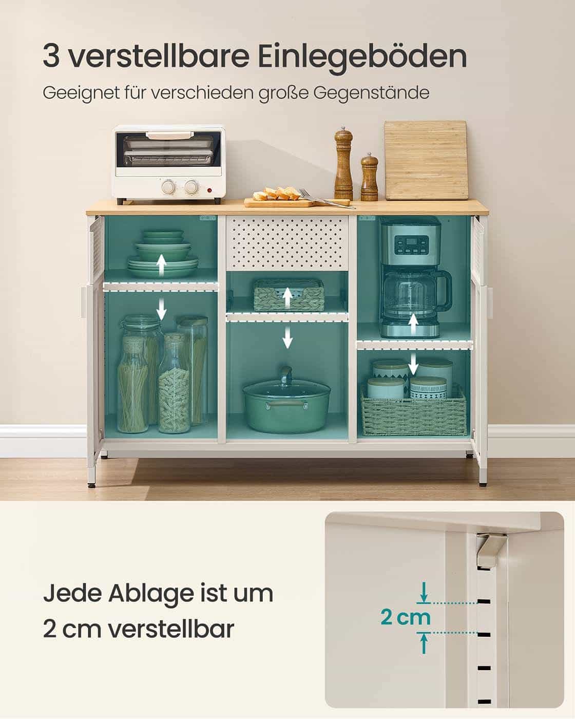 Metallschrank mit verstellbaren Böden und Magnetverschluss Metallschrank mit verstellbaren Böden und Magnetverschluss