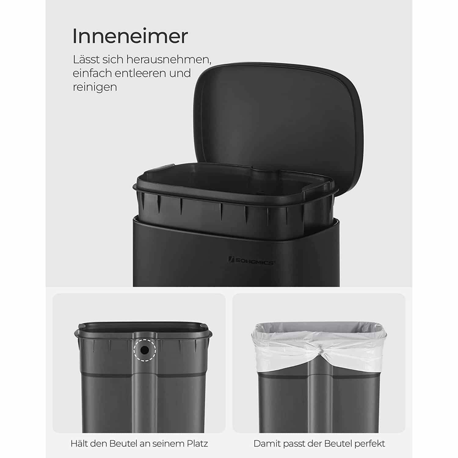 Mülleimer für die Küche schwarz-B34LTB03BK Mülleimer für die Küche schwarz-B34LTB03BK