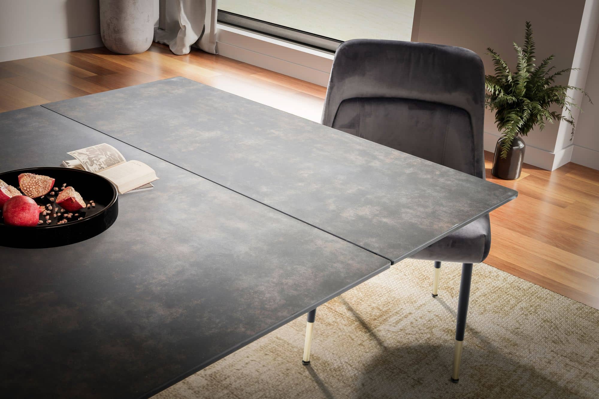 Esszimmertisch 180 - 260 cm Ausziehbar Keramik Glas Schwarz