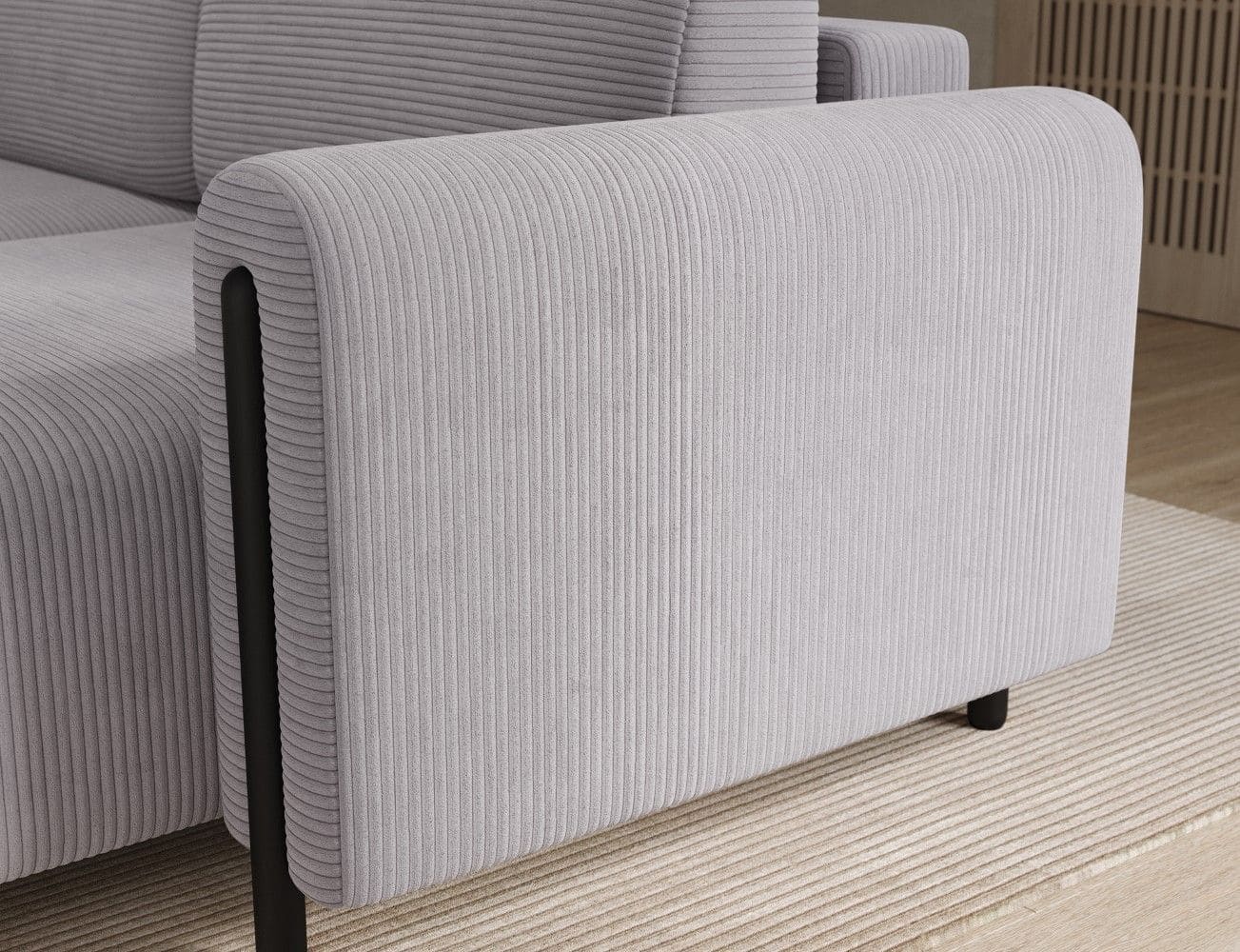 Ecksofa Acossta Jarrell Breitcord Grau mit Schlaffunktion Ecksofa Acossta Jarrell Breitcord Grau mit Schlaffunktion