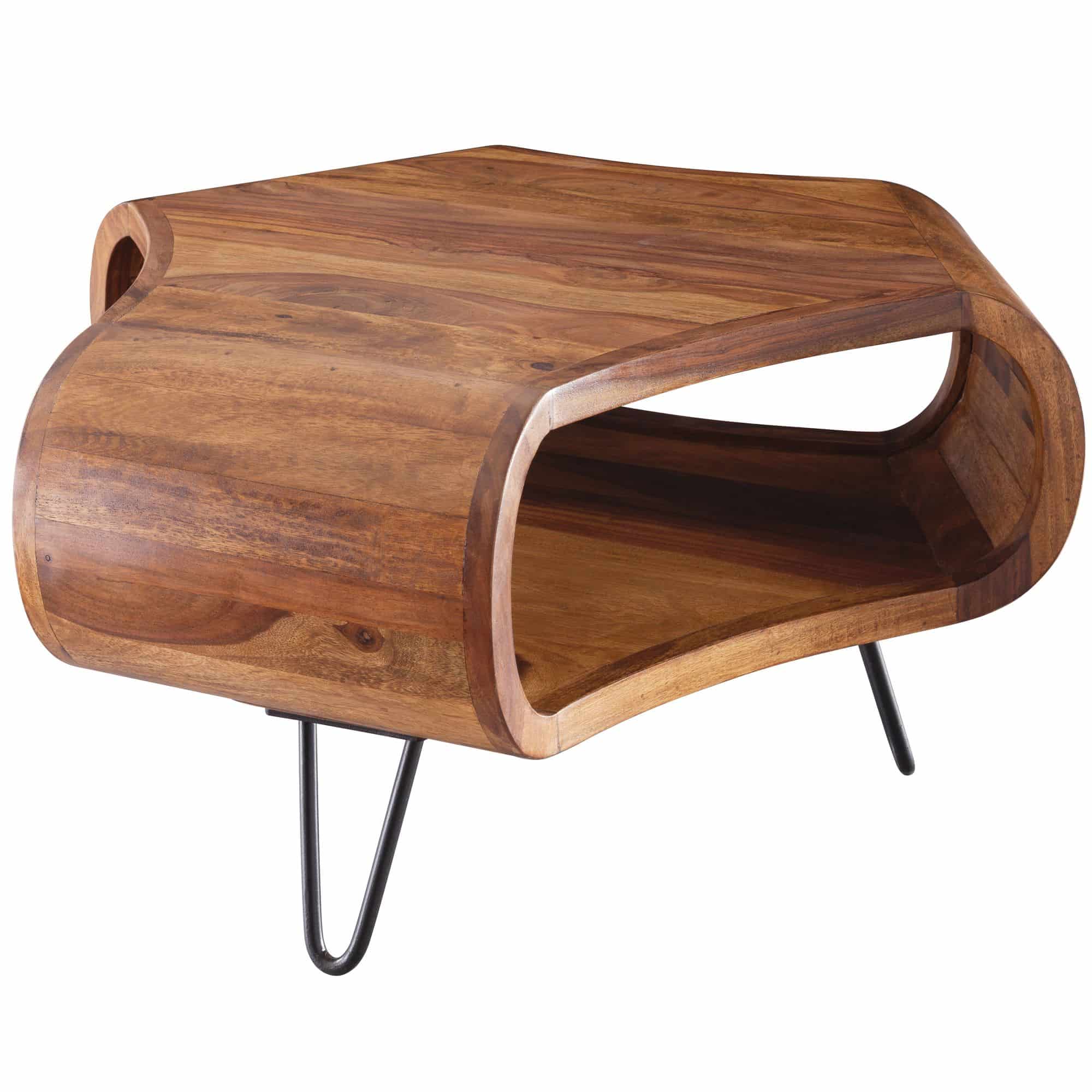 Couchtisch WL5.603 Sheesham massiv Holz 55 x 55 x 38 cm Ablage & Metallgestell Couchtisch WL5.603 Sheesham massiv Holz 55 x 55 x 38 cm Ablage & Metallgestell